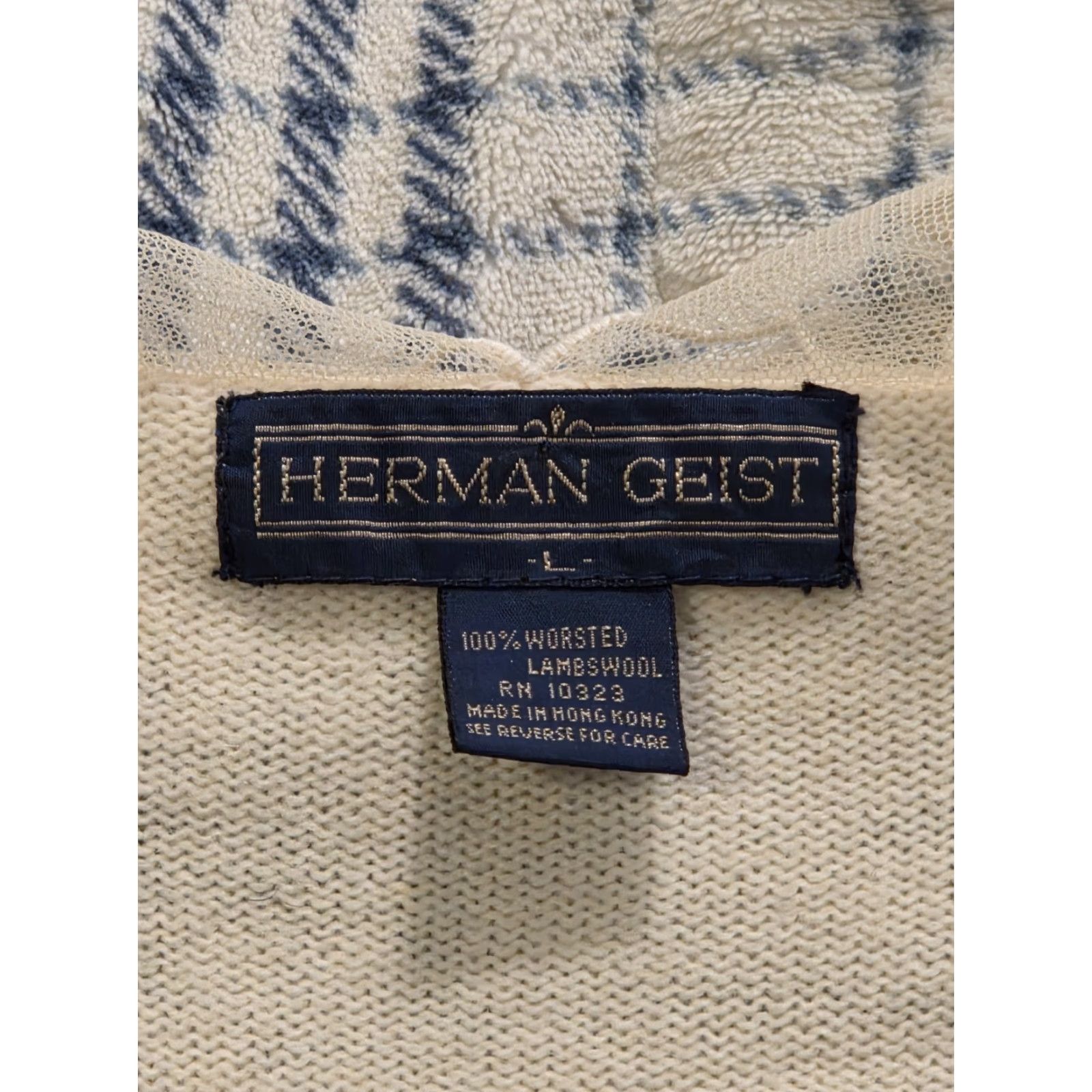 Vintage VINTAGE Herman Geist Cardigan Sweater Women L Ivory 100% Wool Lace Trim V-Neck 90s Classic Size L / US 10 / IT 46 - 7 Thumbnail