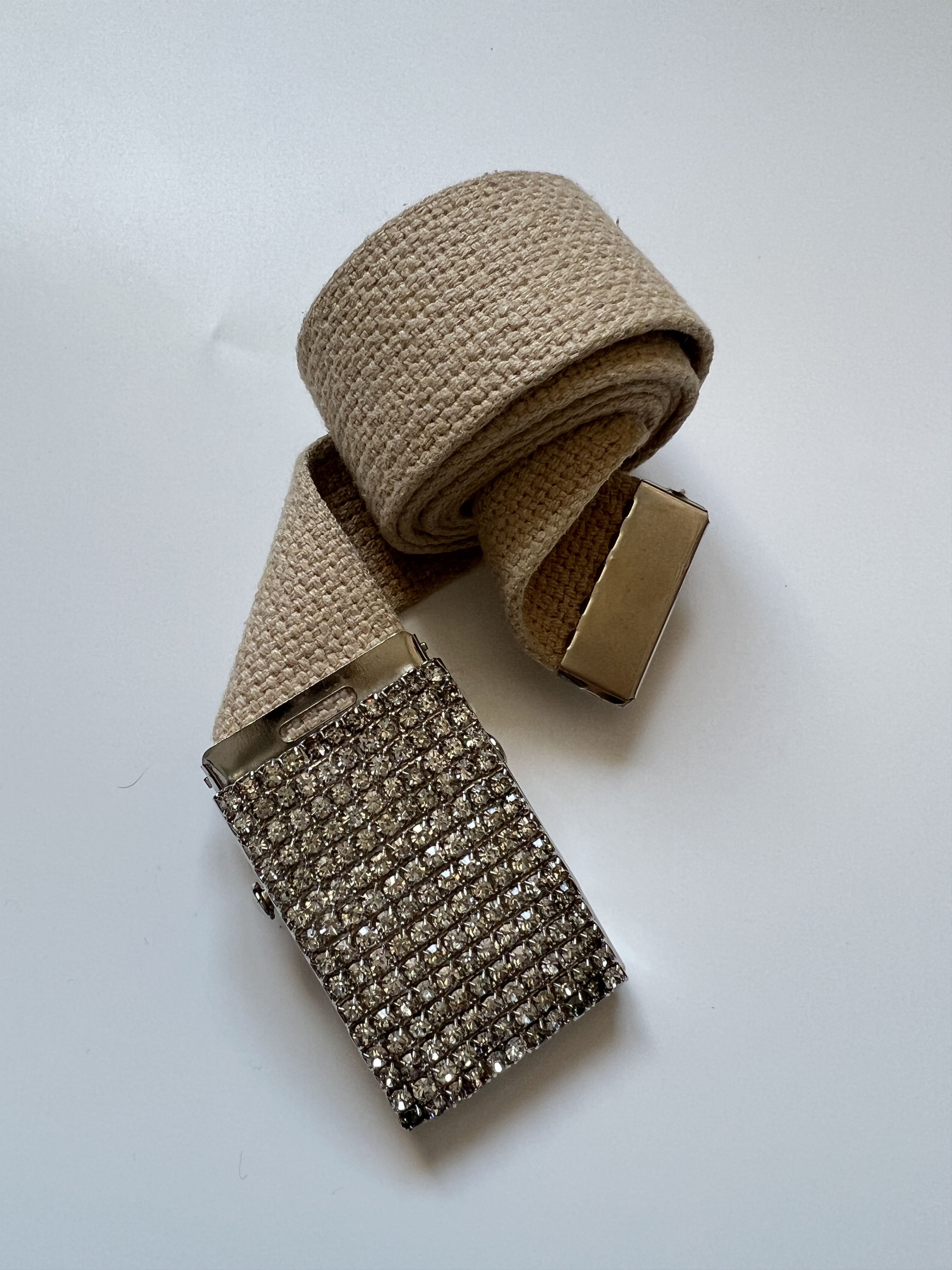 Vintage Y2K Rhinestones Buckle Cotton Belt BB Style Size ONE SIZE - 12 Thumbnail
