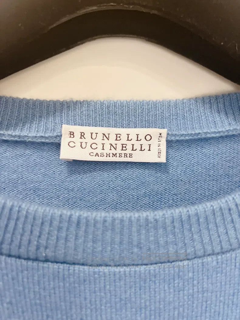 Brunello Cucinelli Brunello Cucinelli Blue Beaded Cashmere Sweater Knit Top Size S / US 4 / IT 40 - 6 Thumbnail