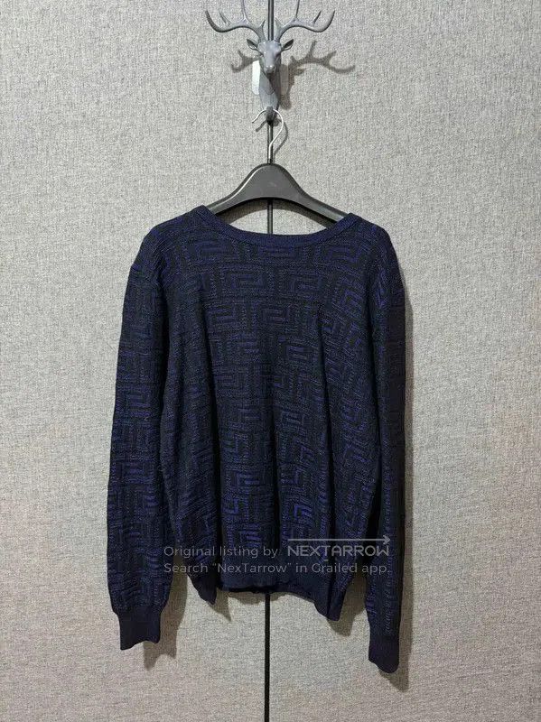 Versace Versace Blue Cotton Knit Sweater for Men . Size US XL / EU 56 / 4 - 1 Thumbnail