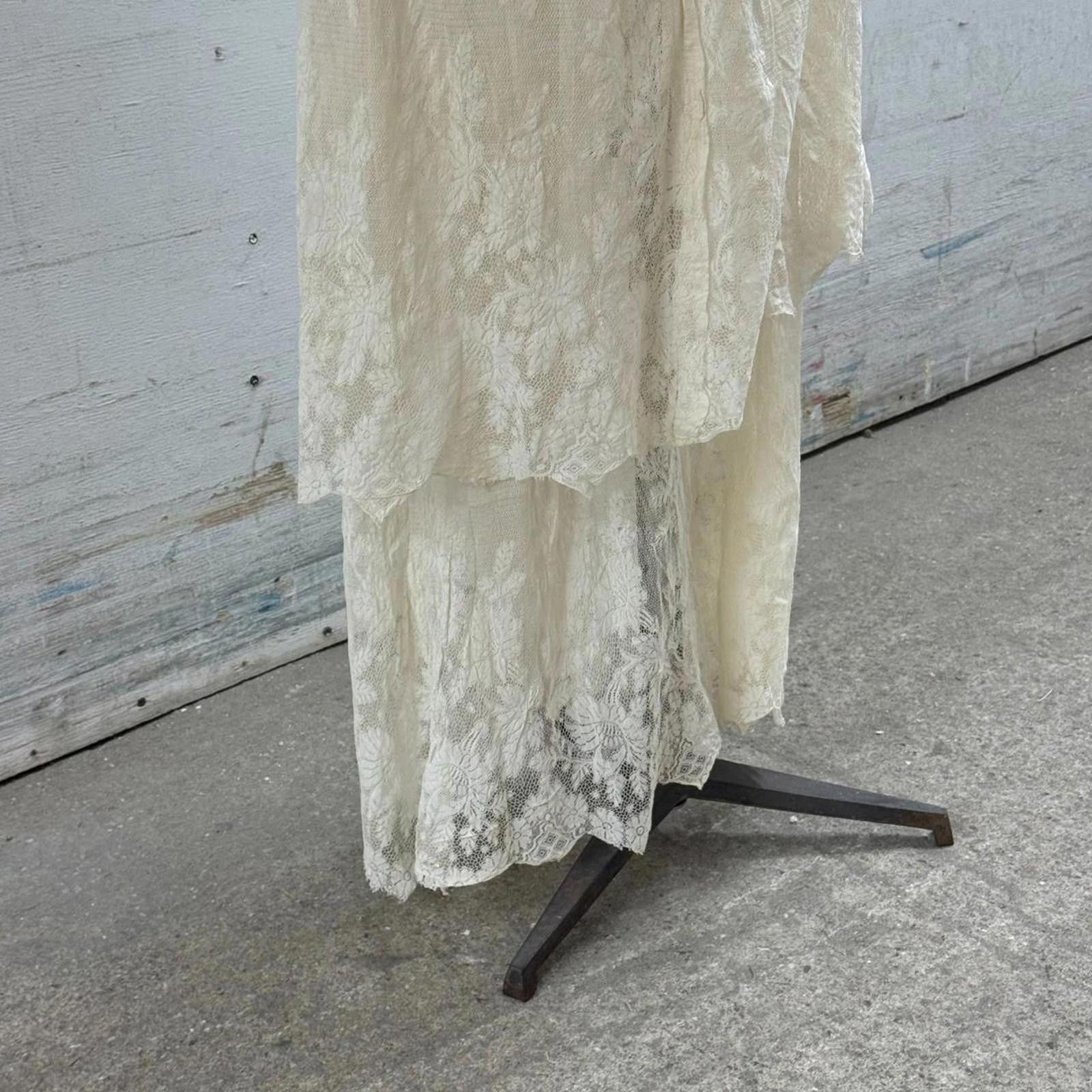 Other Antique Edwardian Tea Dress 1900s Bridal Wedding Lace Size XS / US 0-2 / IT 36-38 - 6 Thumbnail