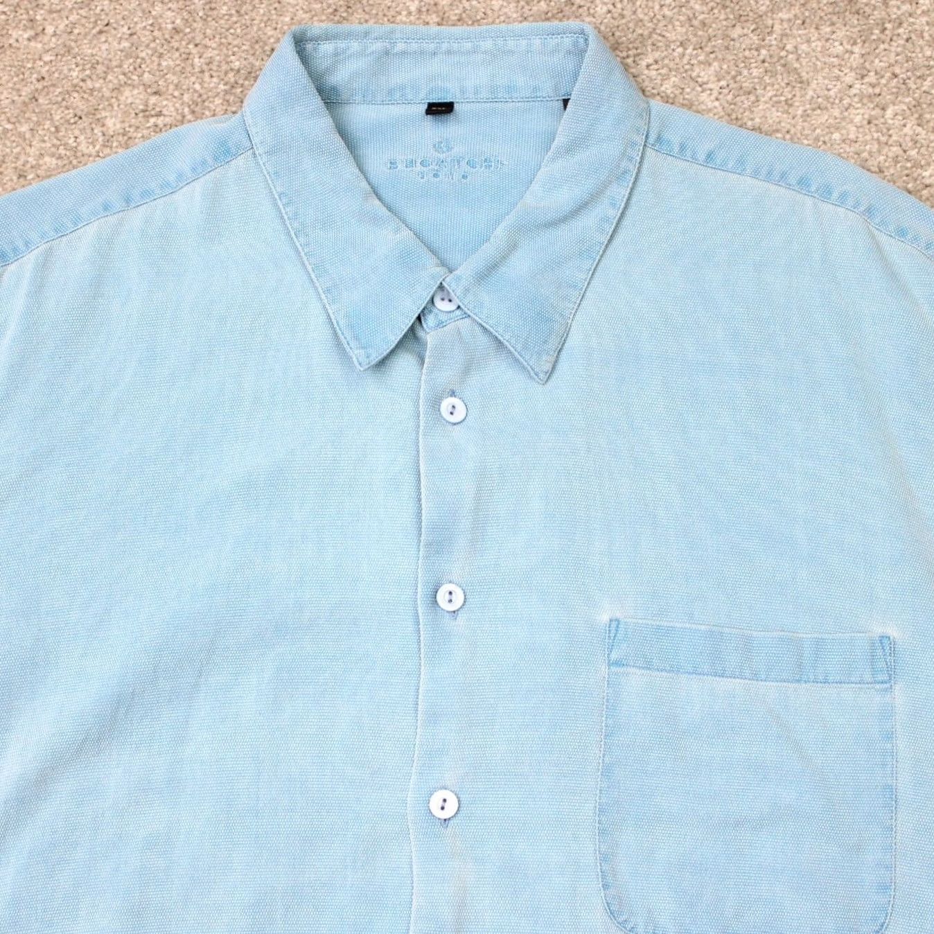 BUGATCHI Bugatchi Uomo Shirt Mens 2XL Blue Silk/Cotton Button-Down Long Sleeve Size US XXL / EU 58 / 5 - 6 Thumbnail
