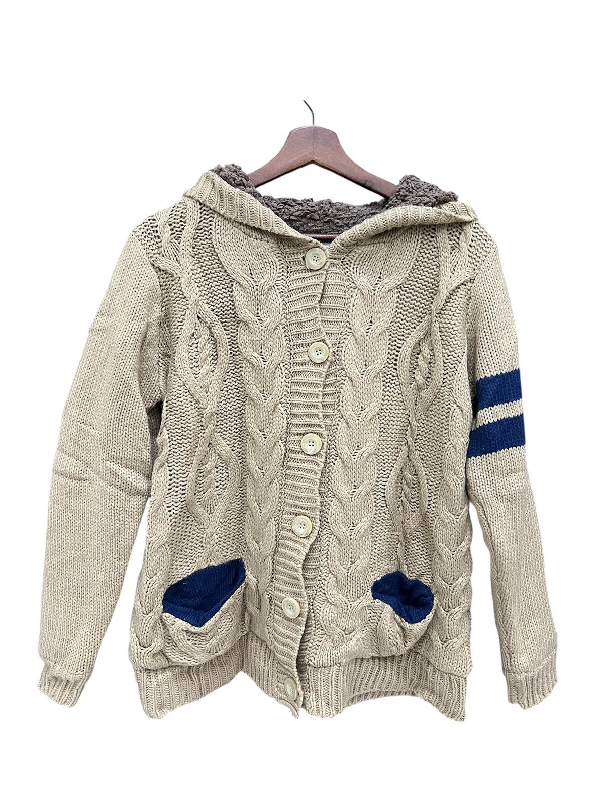Japanese Brand Vintage Button Up Soft Merino Knitwear Hooded Sweater Size US M / EU 48-50 / 2 - 1 Thumbnail