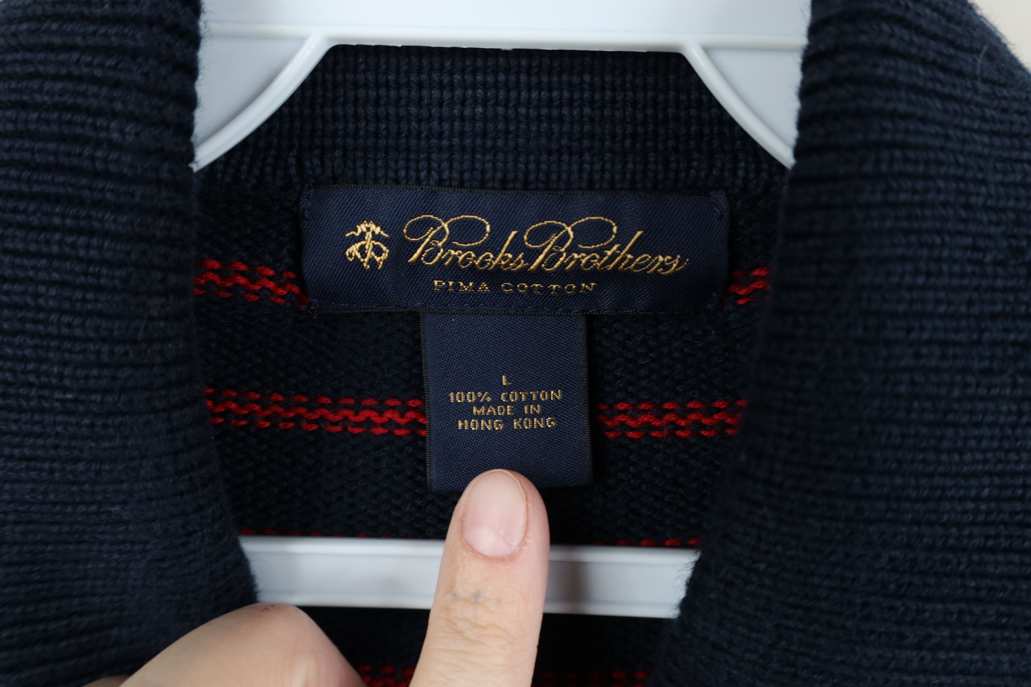 Brooks Brothers Vintage 90s Brooks Brothers Knit Striped Collared Sweater Size US L / EU 52-54 / 3 - 6 Thumbnail