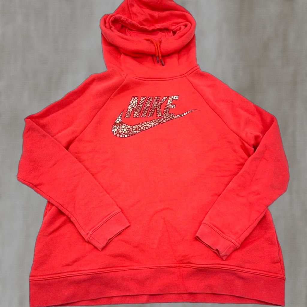 Nike Nike Hoodie Women L Pink Sweatshirt Turtle Neck Swoosh Logo Hooded Pullover Fleece. Size L / US 10 / IT 46 - 1 Thumbnail
