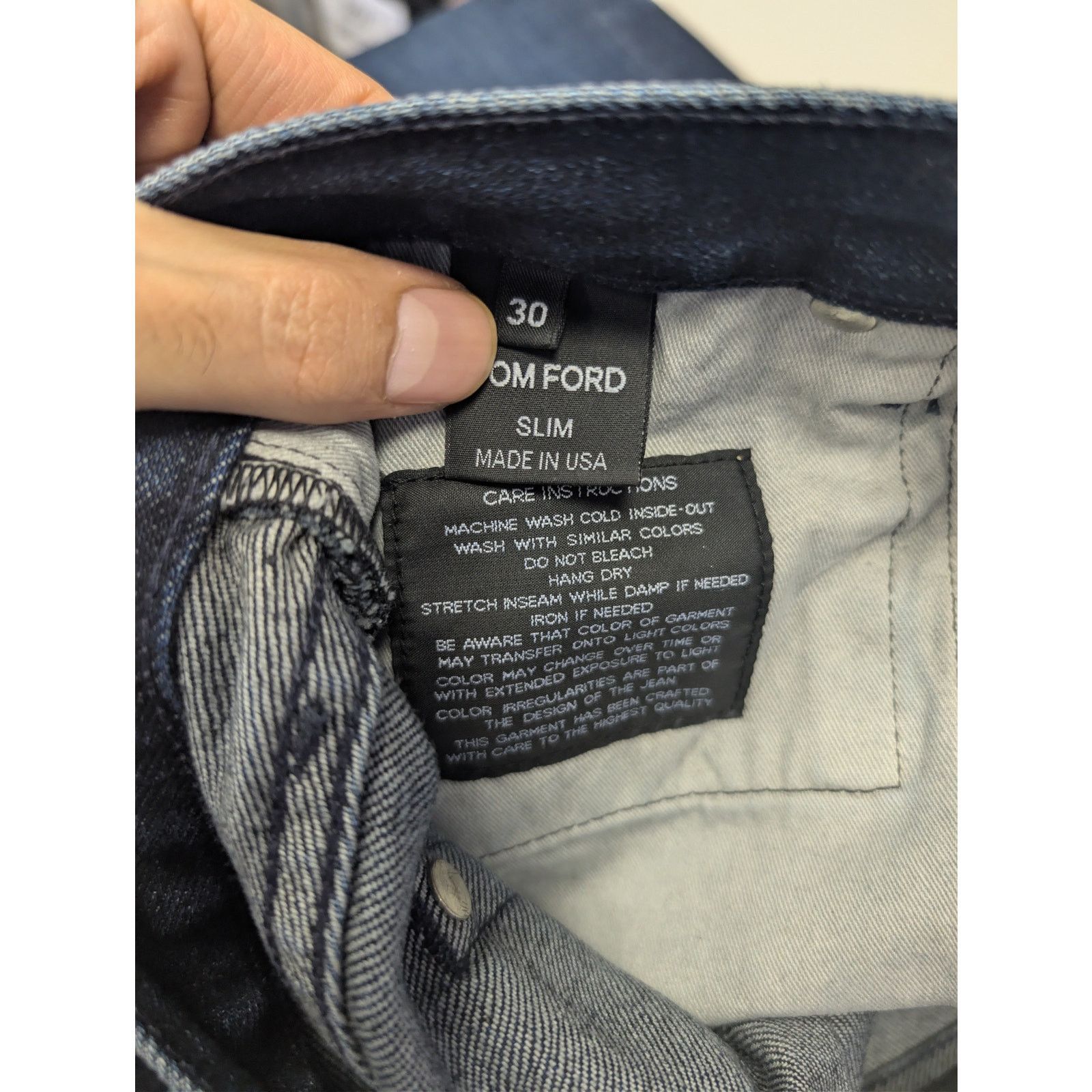 Tom Ford o1rshd1 Slim Fit Denim Jeans in Navy Blue Size US 30 / EU 46 - 17 Thumbnail