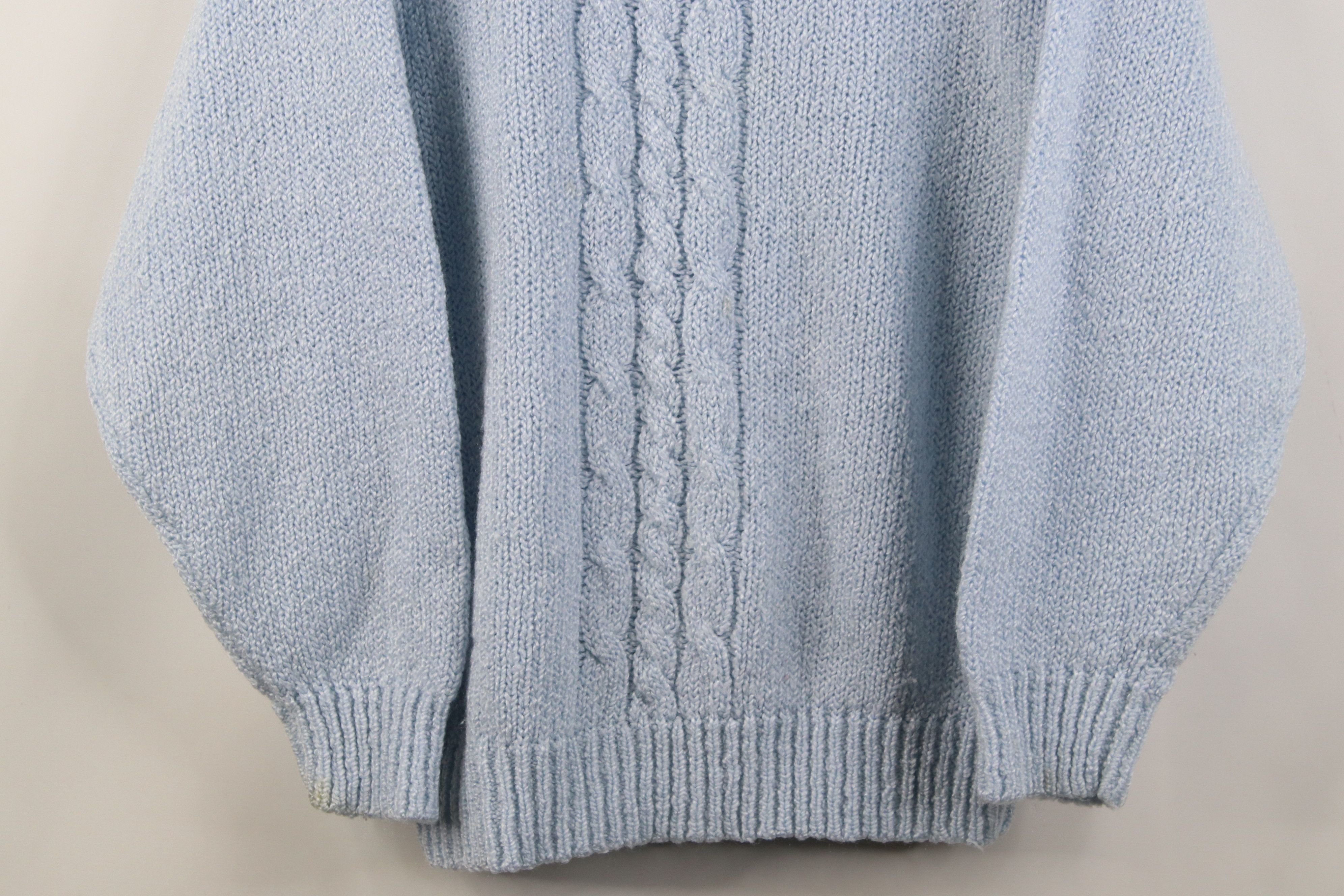 Vintage Vintage 90s Streetwear Ribbed Cable Knit Sweater Light Blue Size L / US 10 / IT 46 - 3 Thumbnail
