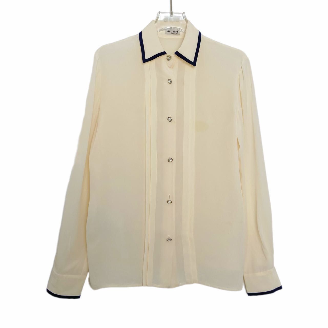 Miu Miu Miu Miu Solid Color Casual Minimalist Silk Top K26WX Size XS / US 0-2 / IT 36-38 - 1 Thumbnail