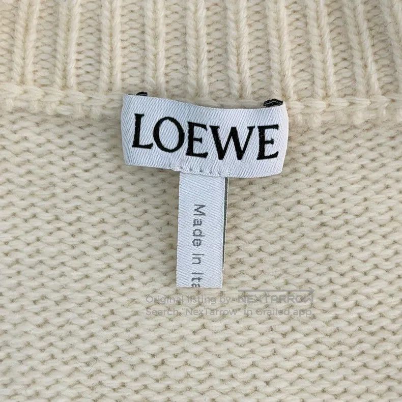 Loewe Loewe Cream-white and green beaded logo wool sweater Size S / US 4 / IT 40 - 5 Thumbnail