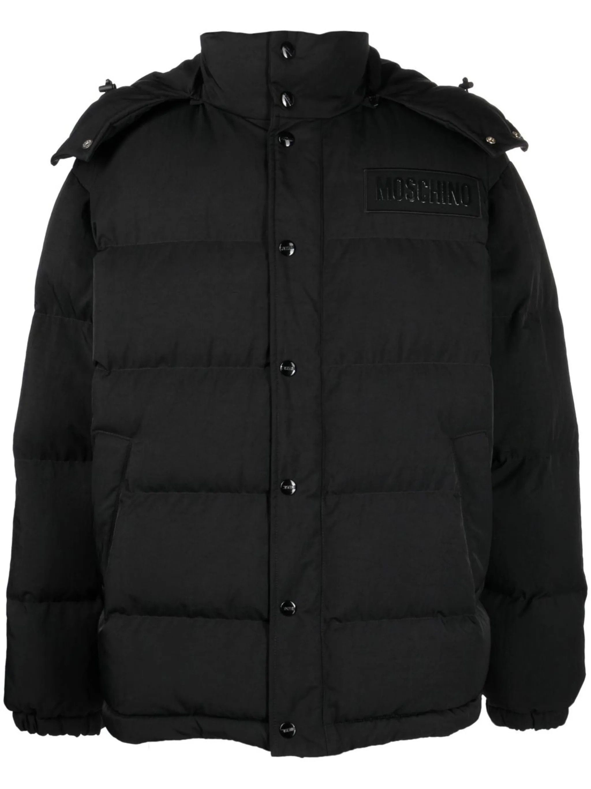 Moschino o1y0225 Logo Shell Hooded Jacket in Black Size US M / EU 48-50 / 2 - 1 Thumbnail