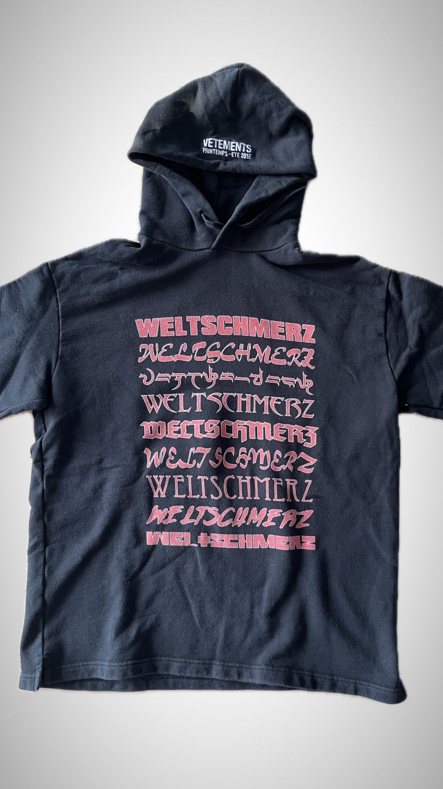 image of Vetements Vetemens Weltschmerz Hoodie Size Xs in Black, Men's