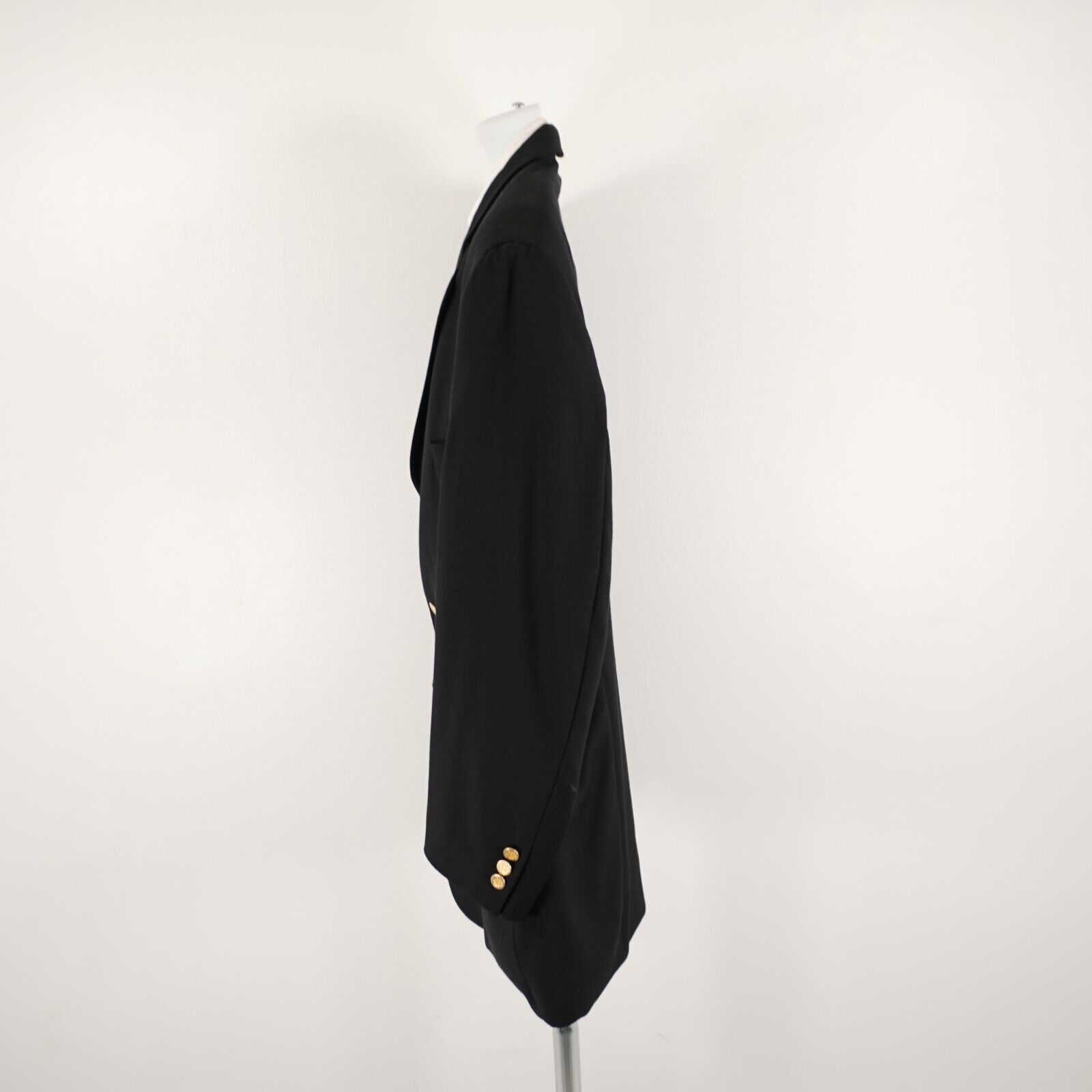 Pronto Uomo Pronto Uomo Thick Textured Worsted Wool Black 3 Gold Button Size 48L - 7 Thumbnail