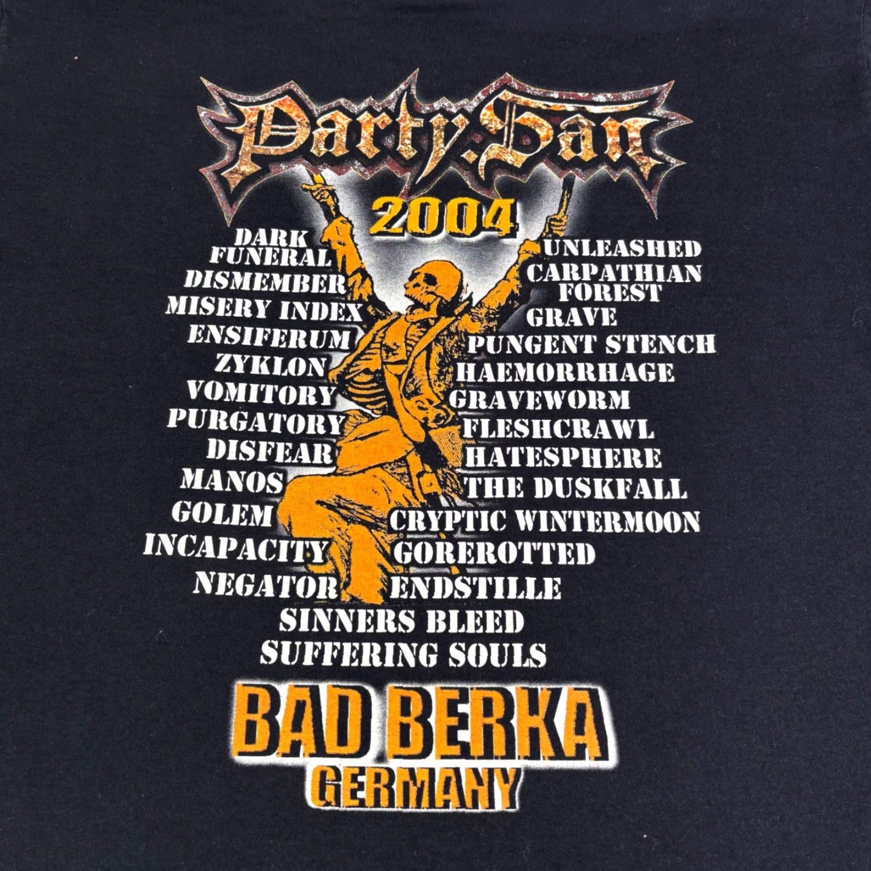 Hereu VINTAGE Party San T-Shirt Men XL Black Graphic Print Crew Neck Short Sleeve 2000s 2004 Germany Tour Tee Guitar Punk Gothic Logo Fan Merch Size US XL / EU 56 / 4 - 7 Thumbnail