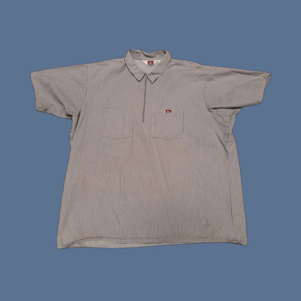 Ben Davis Ben Davis Shirt 3XL Gray Striped USA Made Half Zip Vintage Railroad Canvas Mens Size US XXL / EU 58 / 5 - 1 Thumbnail