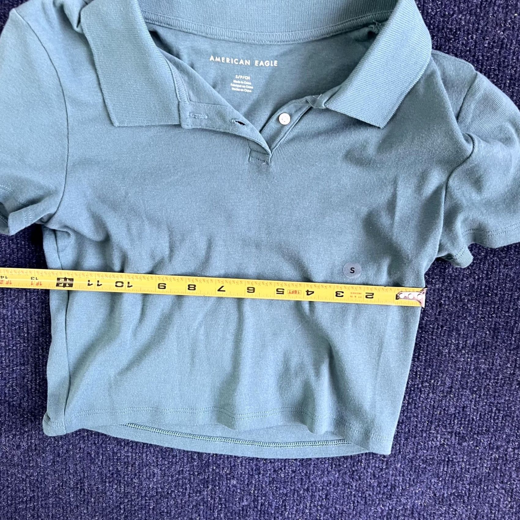Vintage VINTAGE? No. American Eagle Polo Shirt Womens Small Green Cropped Short Sleeve Collared Top Size S / US 4 / IT 40 - 4 Thumbnail