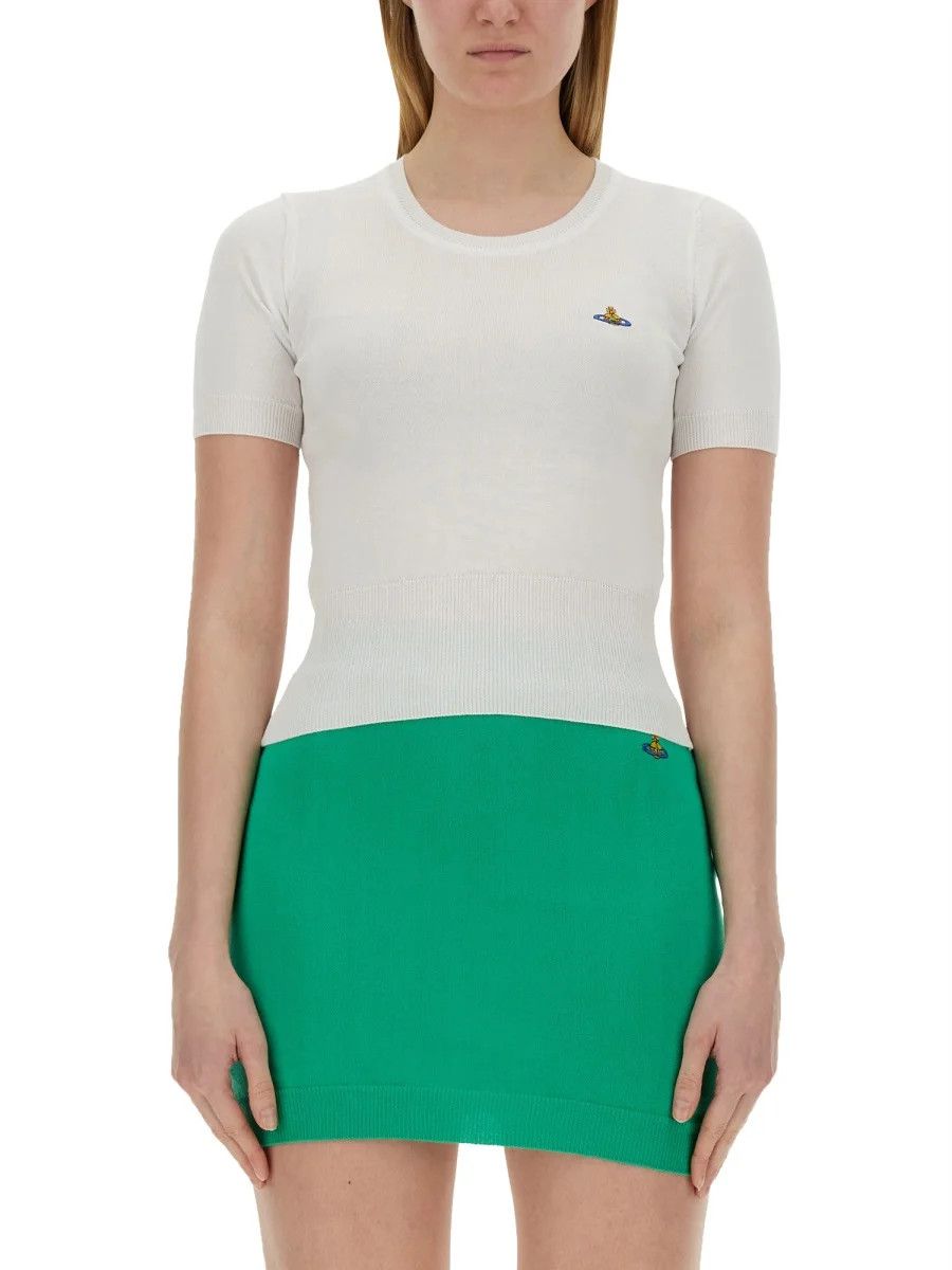 Vivienne Westwood o1s22i1n0924 Bea Short-Sleeve Sweater in White Size L / US 10 / IT 46 - 1 Thumbnail