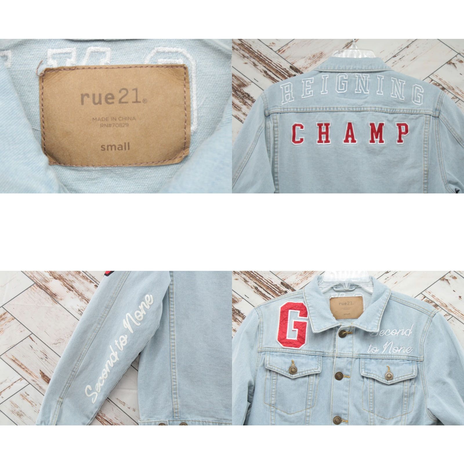 Vintage VINTAGE Rue 21 Y2K Jacket Mens Small Blue Denim GOAT Embroidered Letter Gorpcore Hip Hop Jacket Size US S / EU 44-46 / 1 - 8 Thumbnail