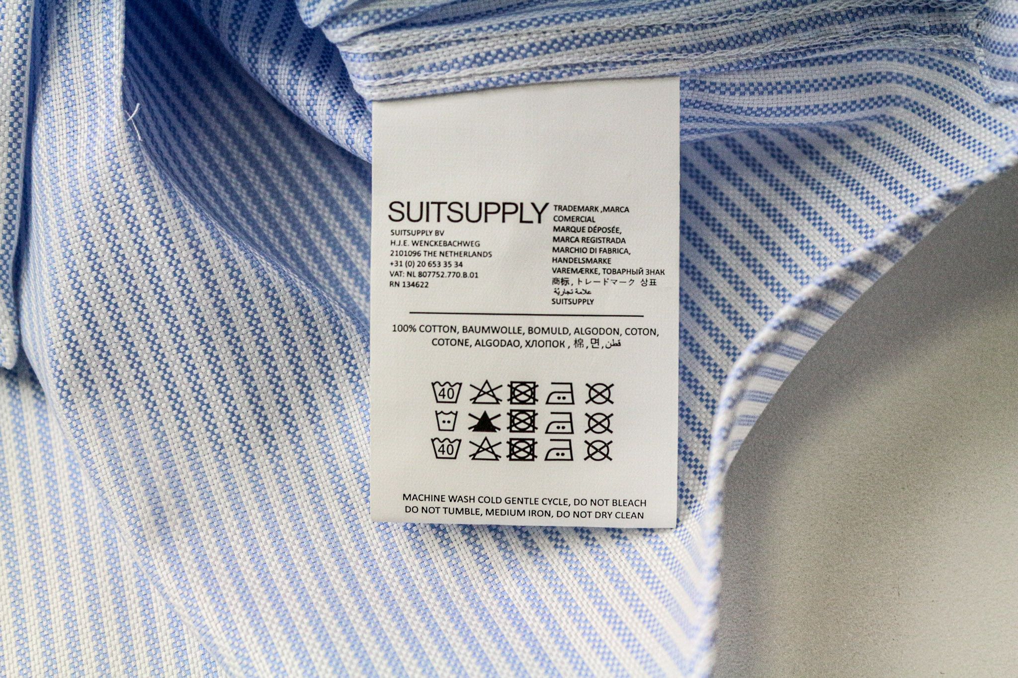 Suitsupply TRAVELLER 39 Extra Slim Blue Cotton Striped Shirt 77022 Size 38R - 5 Thumbnail