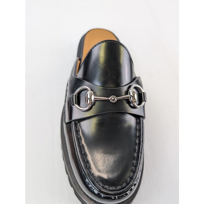 Gucci o1rshd1 Cordovan Lux Horsebit Platform Mule Sandals in Nero Size US 6 / IT 36 - 15 Thumbnail