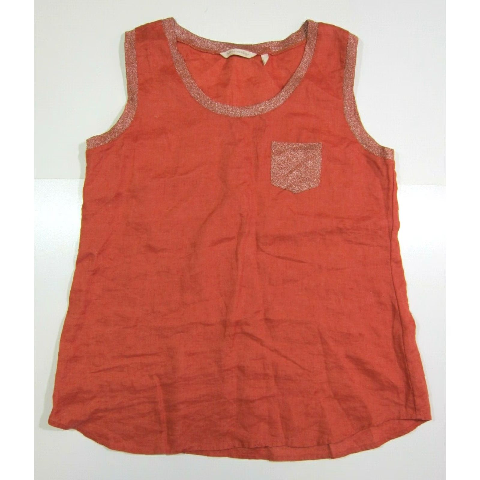 Soft Surroundings Soft Surroundings Orange Metallic Linen Sleeveless Tank Blouse Shirt Women Small Size S / US 4 / IT 40 - 2 Thumbnail
