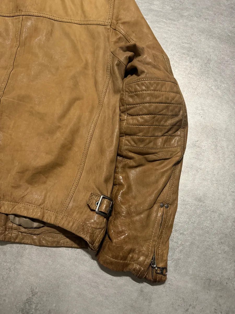 Armani 2000s Armani Padded Beige Leather Biker Jacket Size US M / EU 48-50 / 2 - 4 Thumbnail