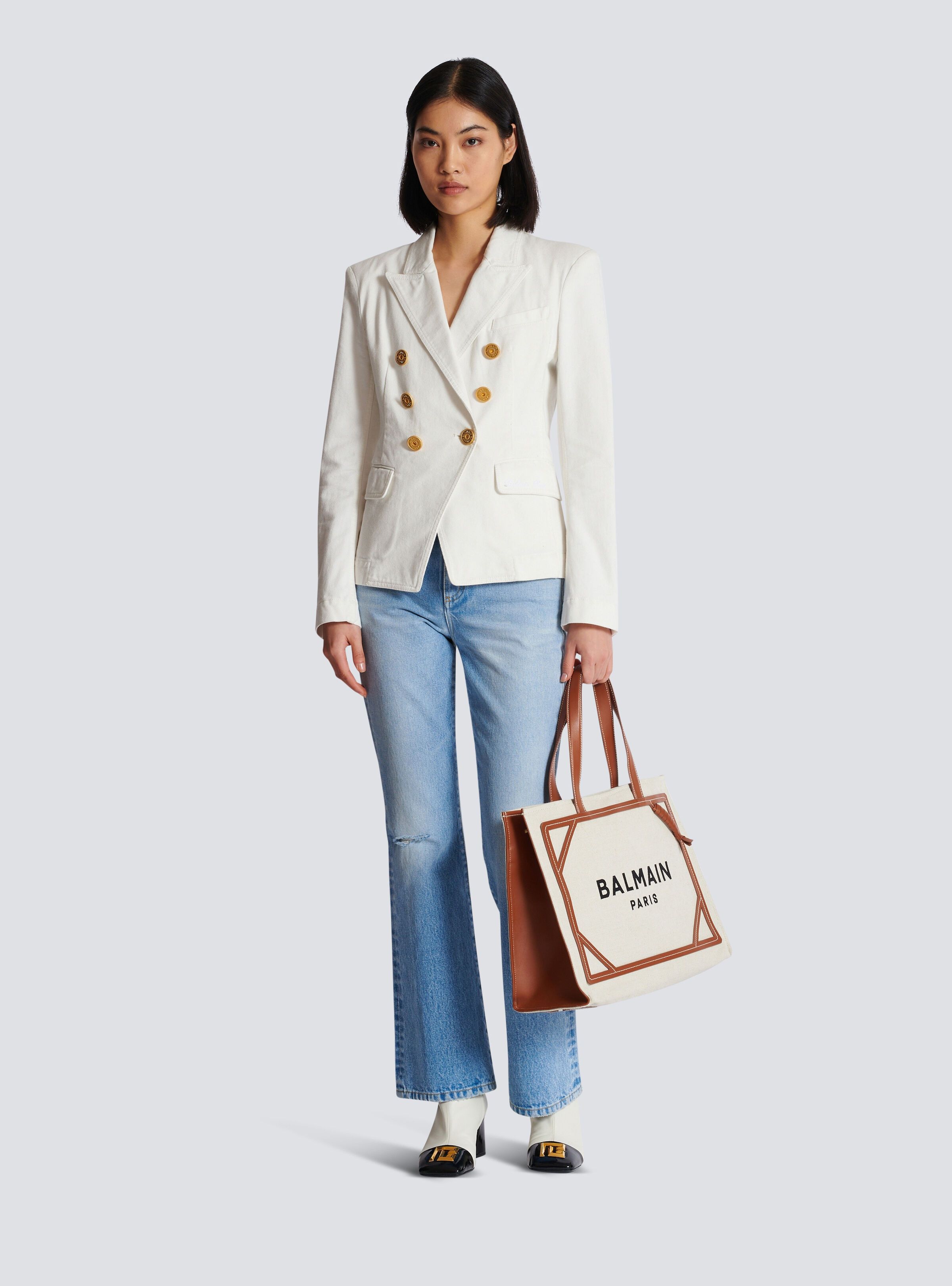 Balmain o1y0525 Denim Jacket in White Size M / US 6-8 / IT 42-44 - 6 Thumbnail