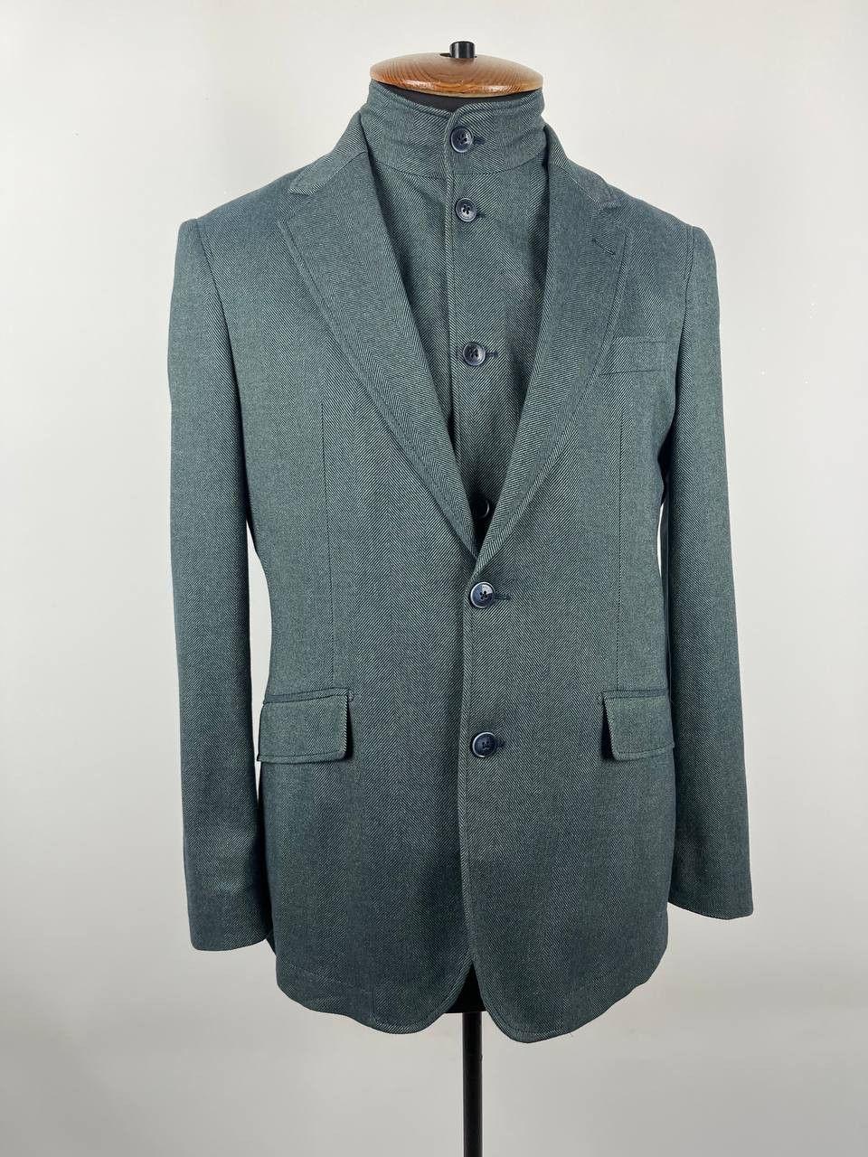Hackett Hackett London Men's Green Herringbone Blazer Size US M / EU 48-50 / 2 - 1 Thumbnail