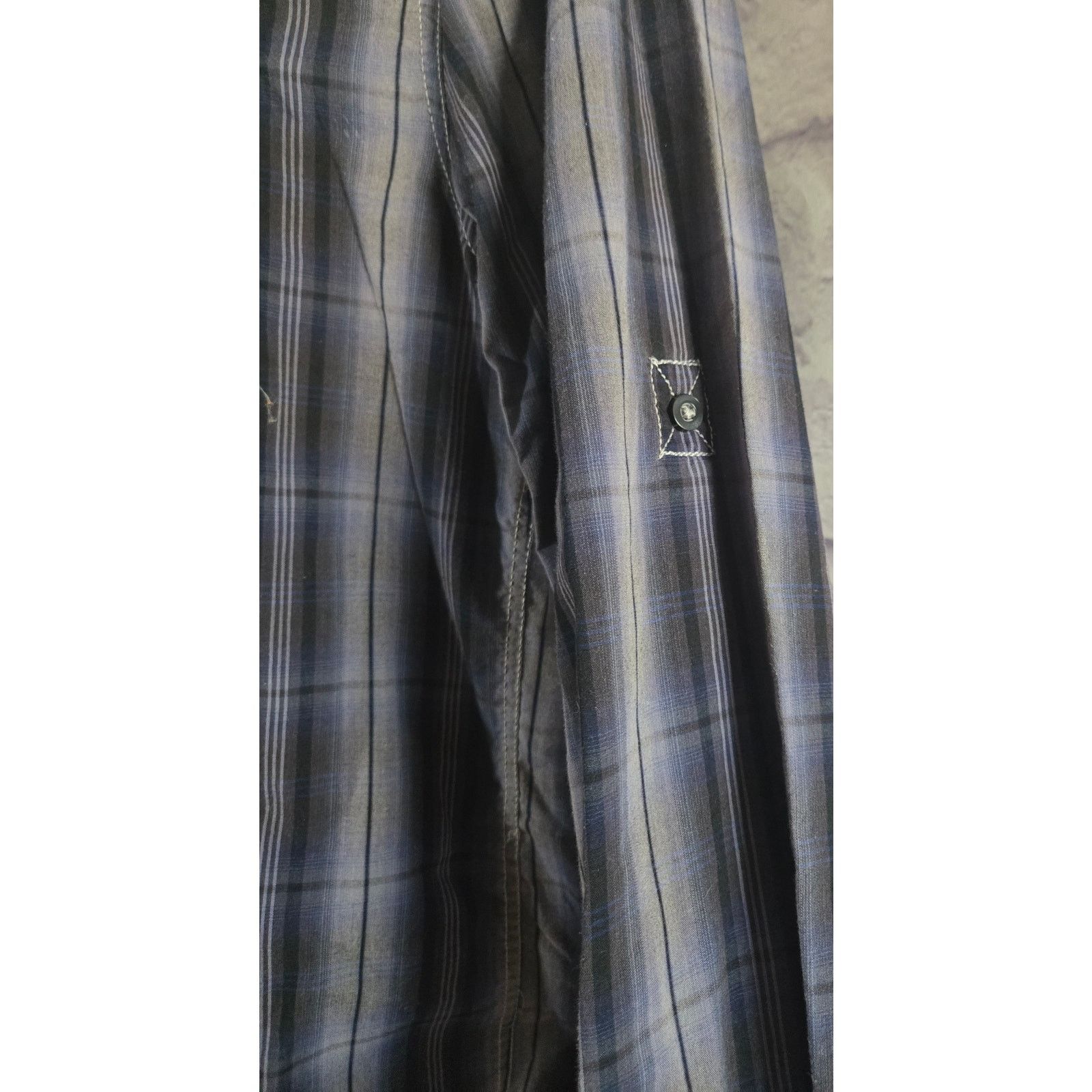 Other Michael Brandon Gray Blue Stripe Button Roll Tab Shirt Med Size US M / EU 48-50 / 2 - 2 Thumbnail