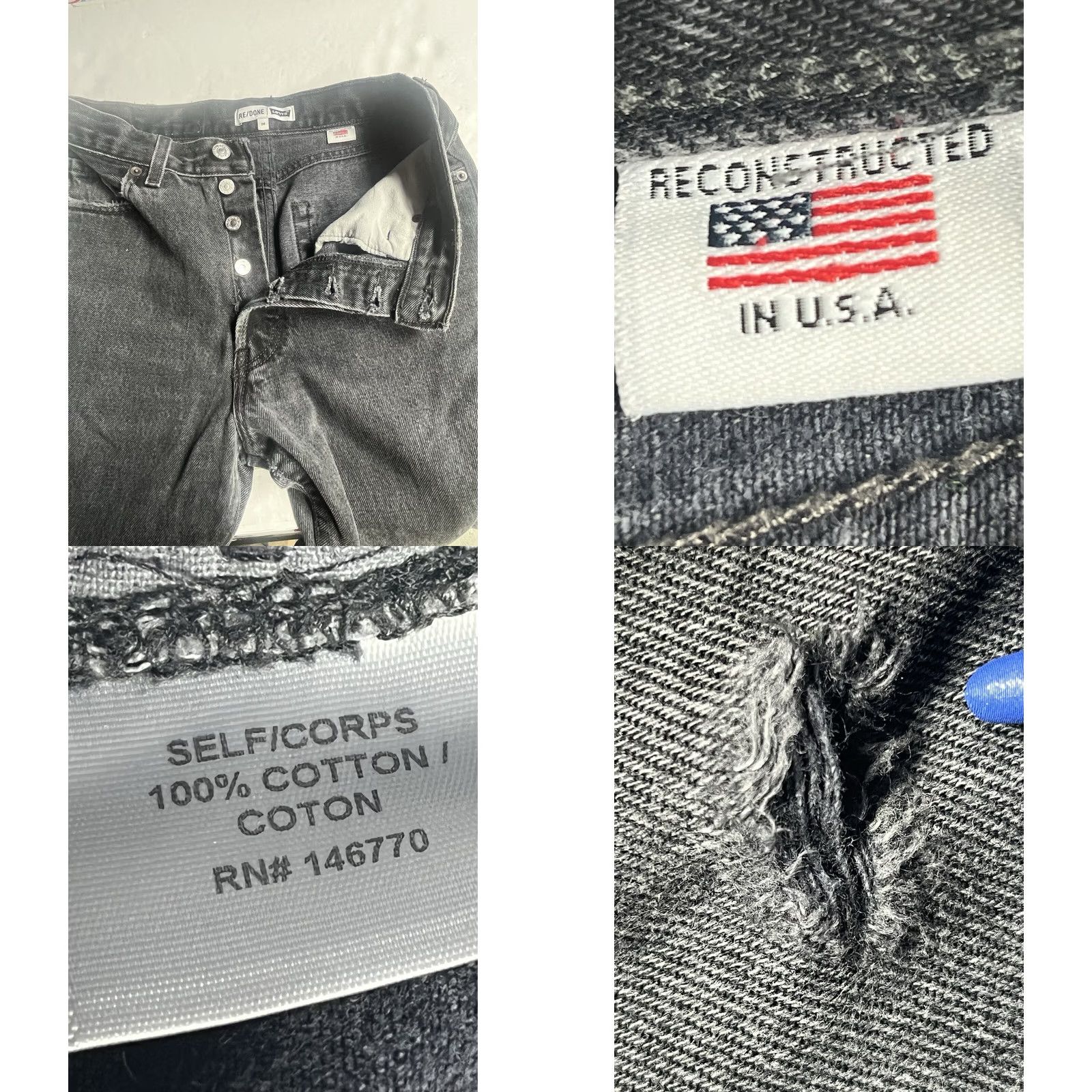Levi's VINTAGE Levi's 501 Jeans Women Black Denim Premium Button Fly Regular Size 24 USA Made Straight Size 42" / US 20 - 8 Thumbnail