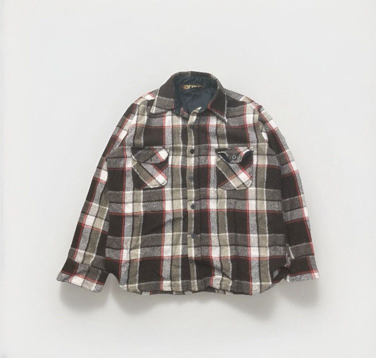 CPO × Japanese Brand × Vintage 70’s CPO Plaid Flannel Shirt Linen Blend Blanket Shirt Size US M / EU 48-50 / 2 - 1 Thumbnail