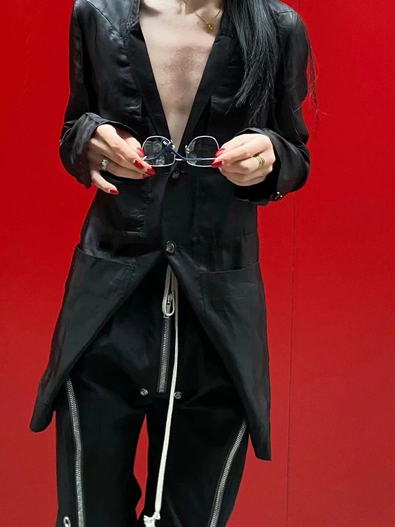 Rick Owens Rick Owens Long black button-up jacket Size US M / EU 48-50 / 2 - 4 Thumbnail