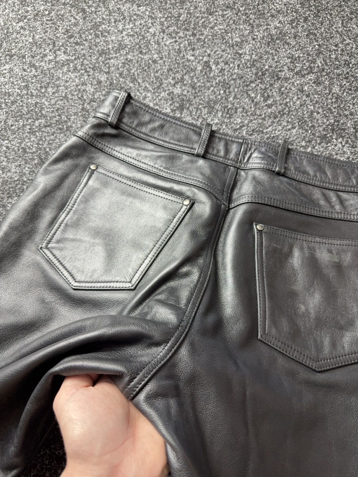 Genuine Leather Leather Biker MOTO Rock Punk Opium Chrome Style Pants Black Size US 31 - 19 Thumbnail