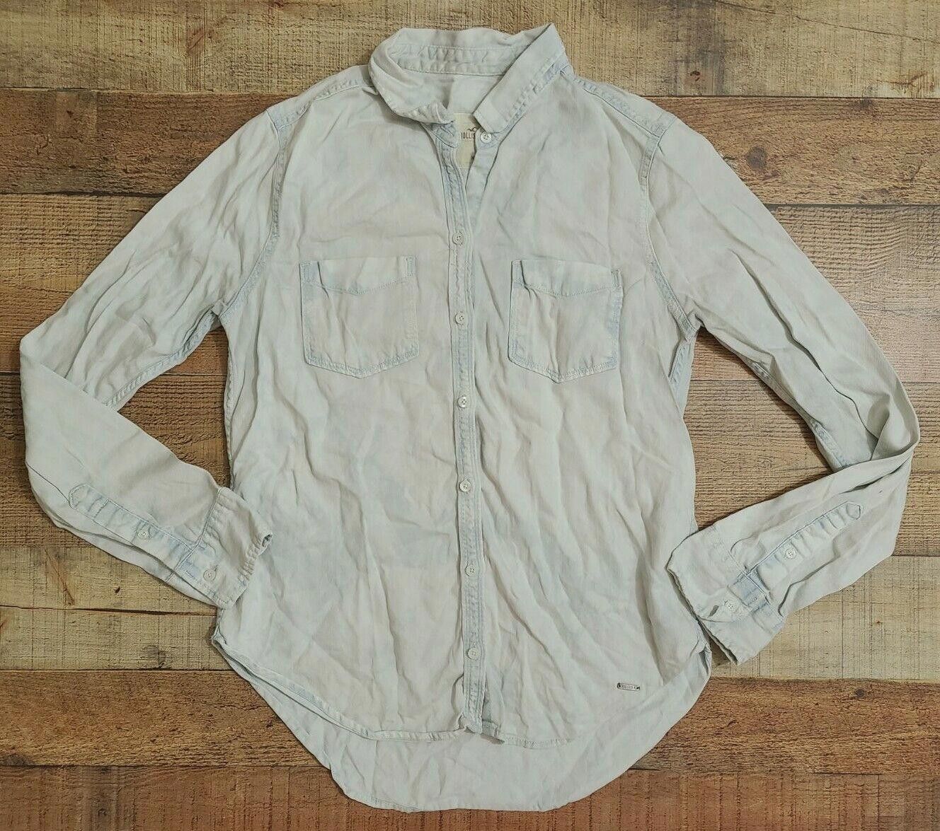 Designer Hollister button down shirt women Medium Grey Blue Tie Dye Size M / US 6-8 / IT 42-44 - 1 Thumbnail