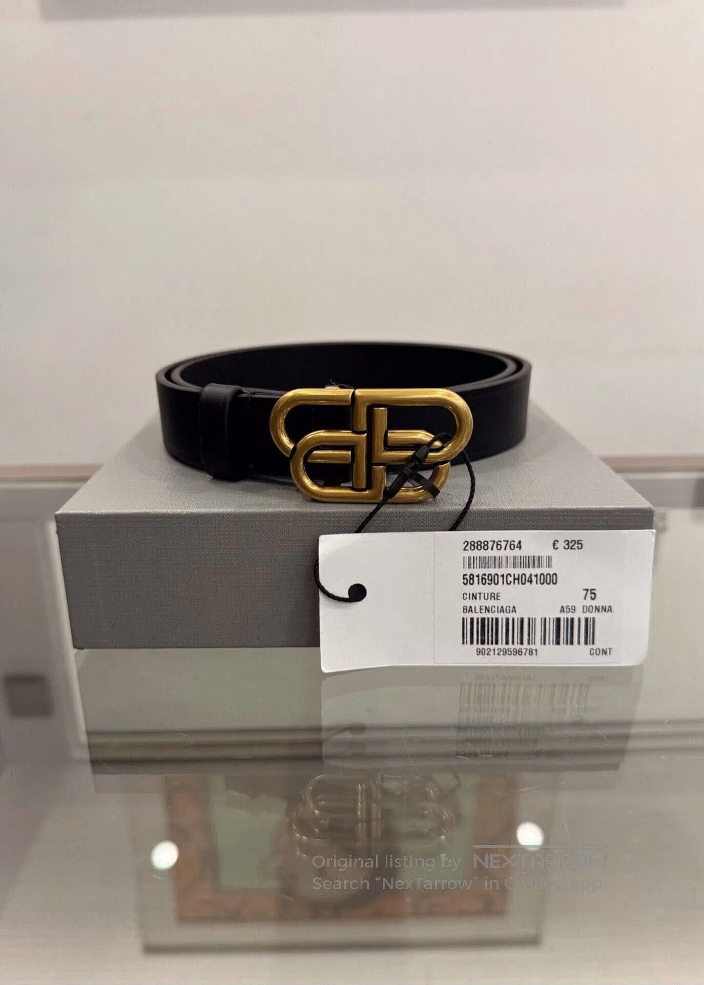Balenciaga Balenciaga Gold Double B Buckle Black Belt. Size ONE SIZE - 1 Thumbnail