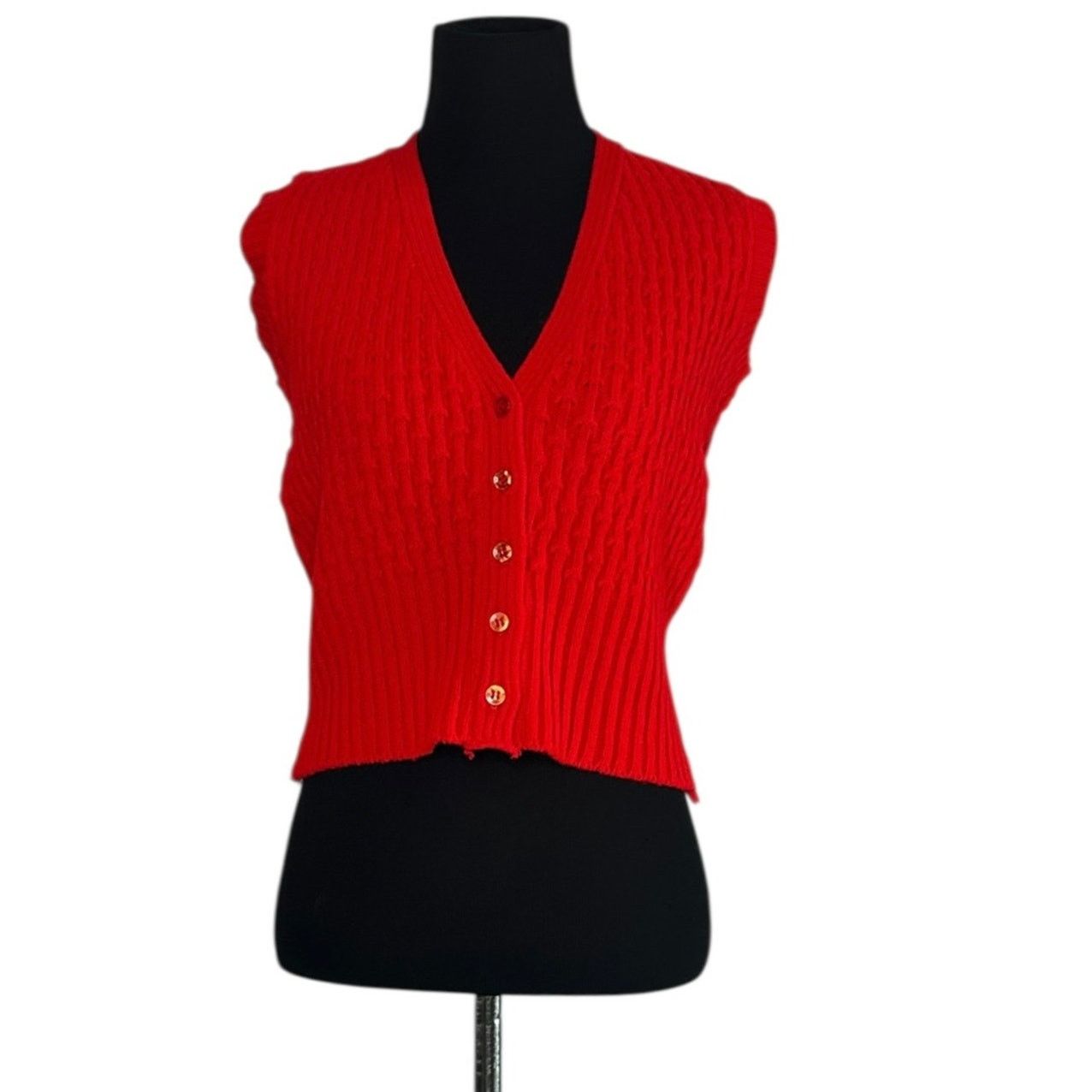 Vintage Vintage red buttoned sweater vest size Small Size S / US 4 / IT 40 - 1 Thumbnail