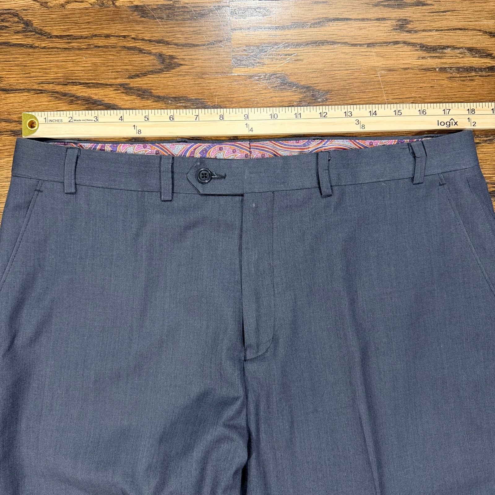 Tallia Tallia Men's Dress Pants Flat Front 36x30 Gray Trousers Size US 36 / EU 52 - 3 Thumbnail