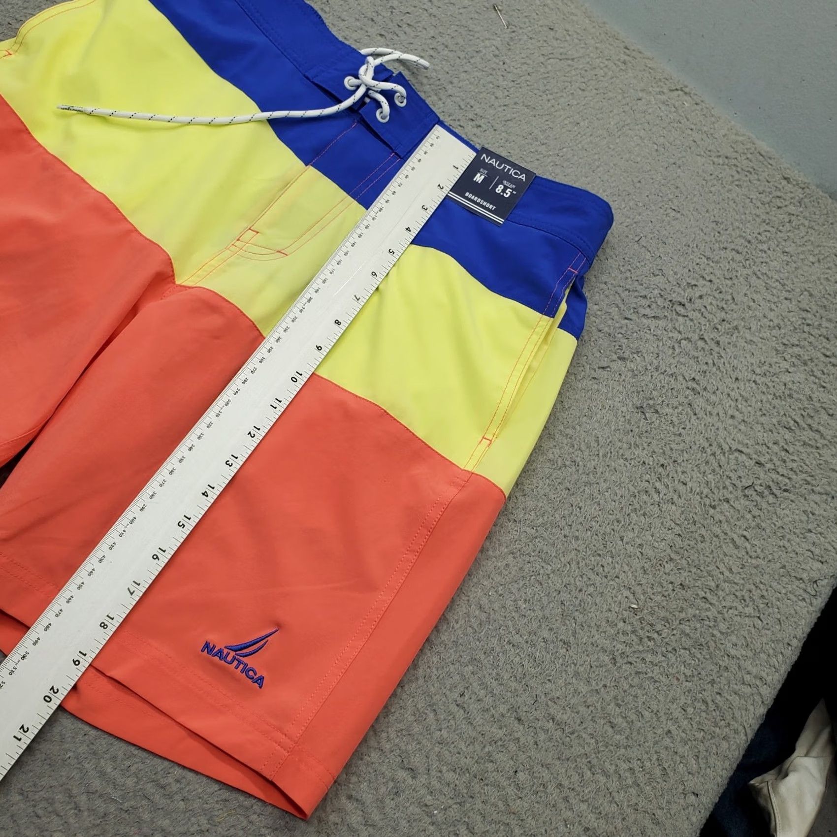 Nautica Nautica Board Shorts Mens M Multicolor Colorblock Swimwear 8.5" Inseam Drawstring Pockets Quick Delivery Size US 31 - 3 Thumbnail