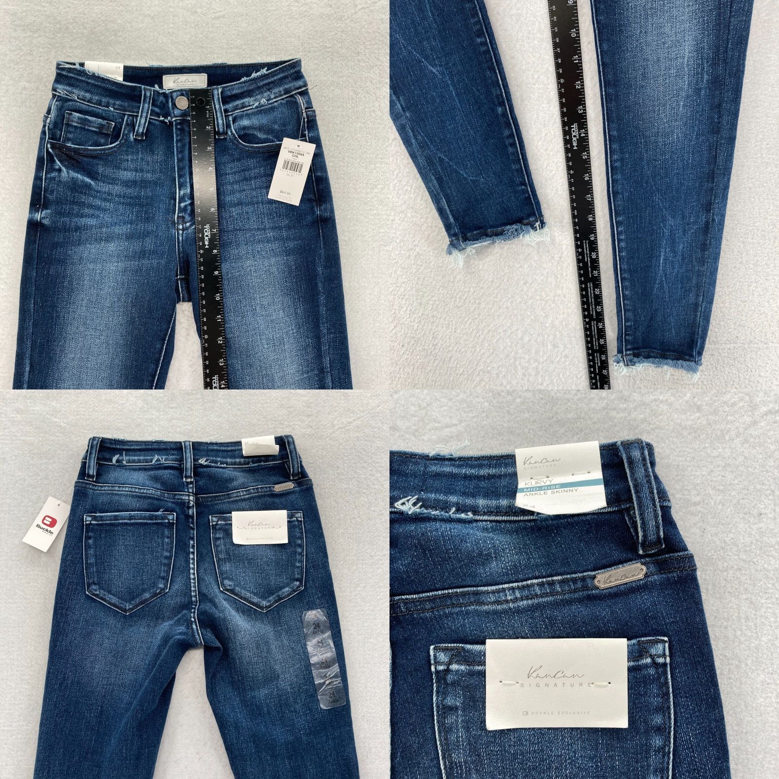 Vintage KanCan Signature Jeans Womens 24 Dark Wash Blue Stretch Denim Kurvy Ankle Skinny Jeans Size 42" / US 20 - 8 Thumbnail