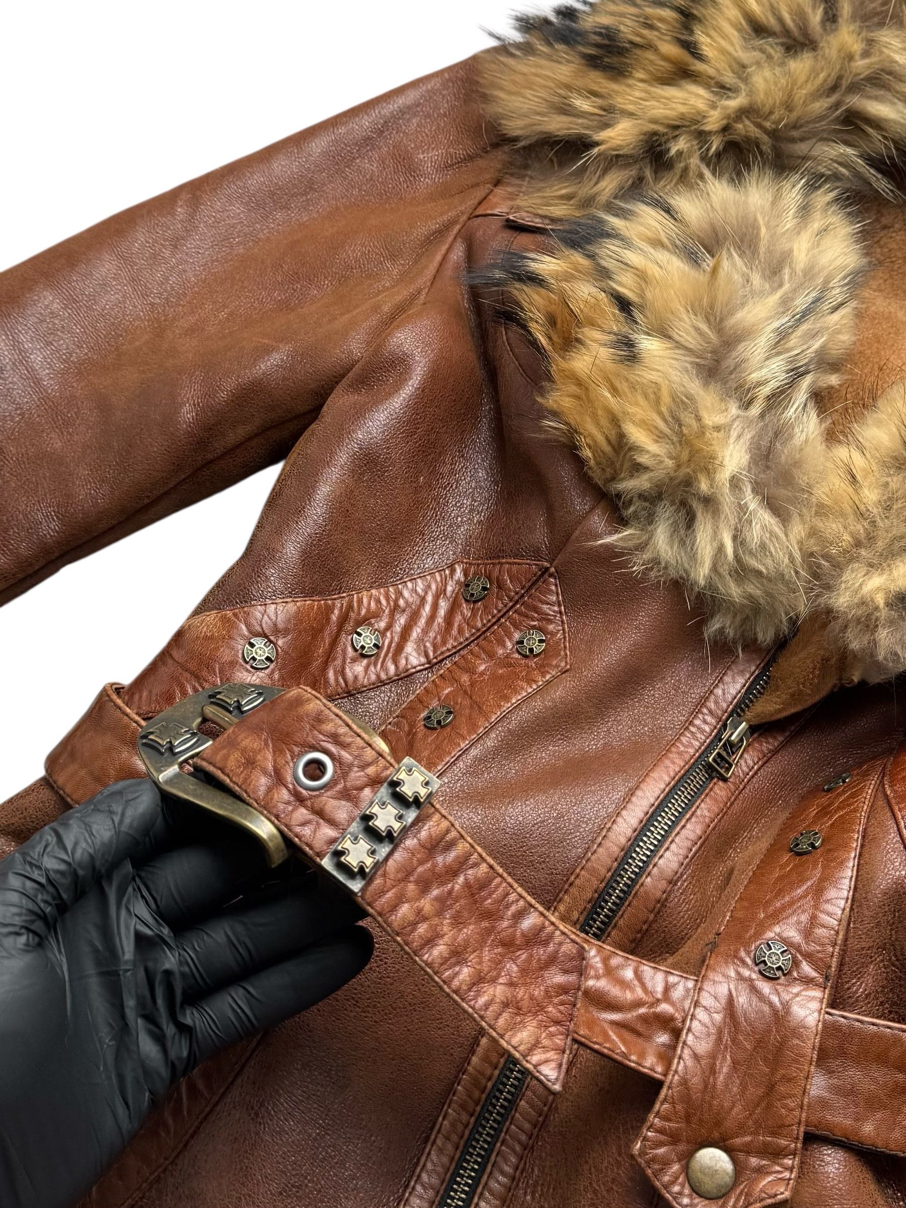 Vintage 90's Real Sheepskin Coat With Real Fur Neck(V408) Size S / US 4 / IT 40 - 5 Thumbnail