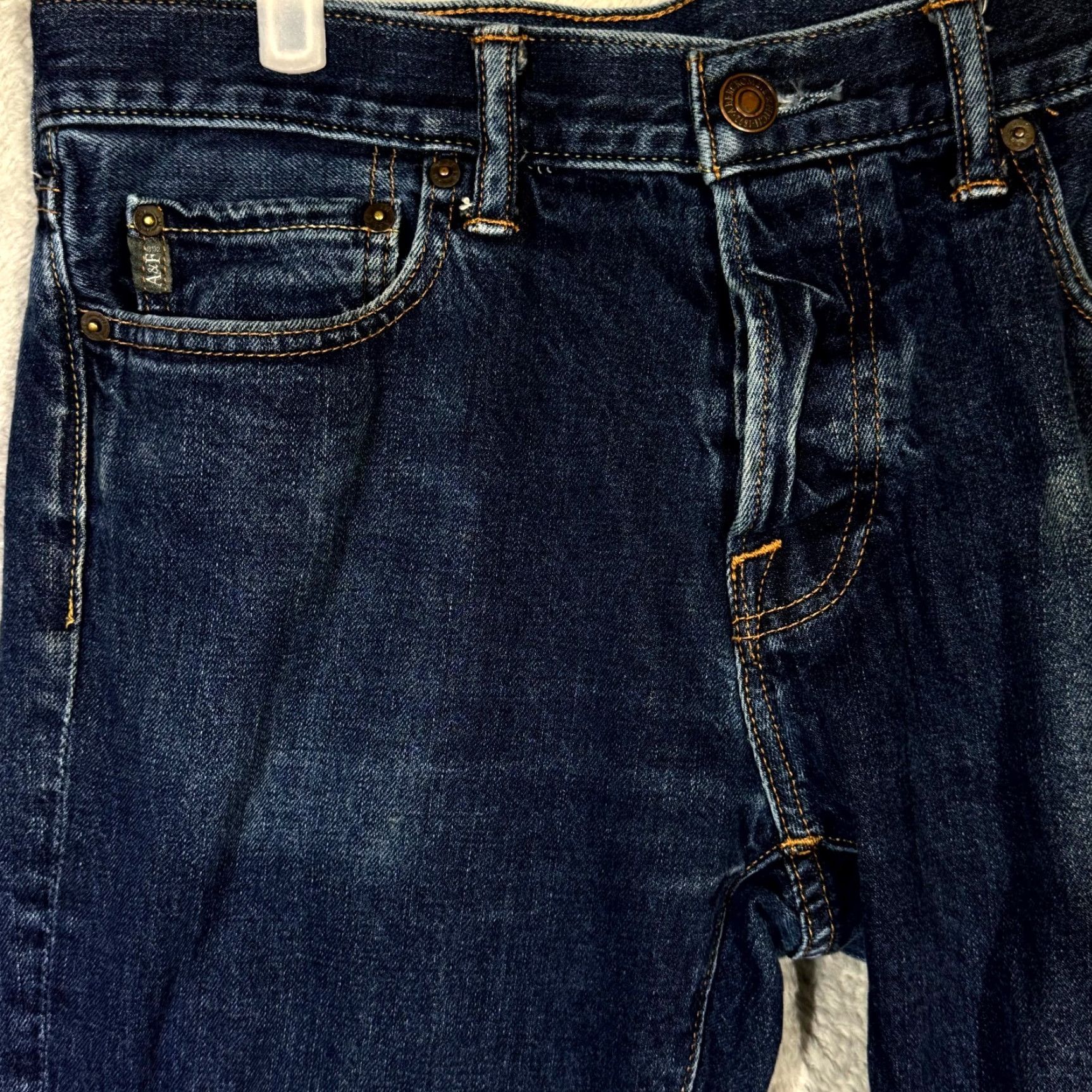 Abercrombie & Fitch Abercrombie & Fitch Jeans Men 33x32 Blue Denim Mid-Rise Straight Leg Casual Modern 5-Pocket Mens Size US 33 - 3 Thumbnail