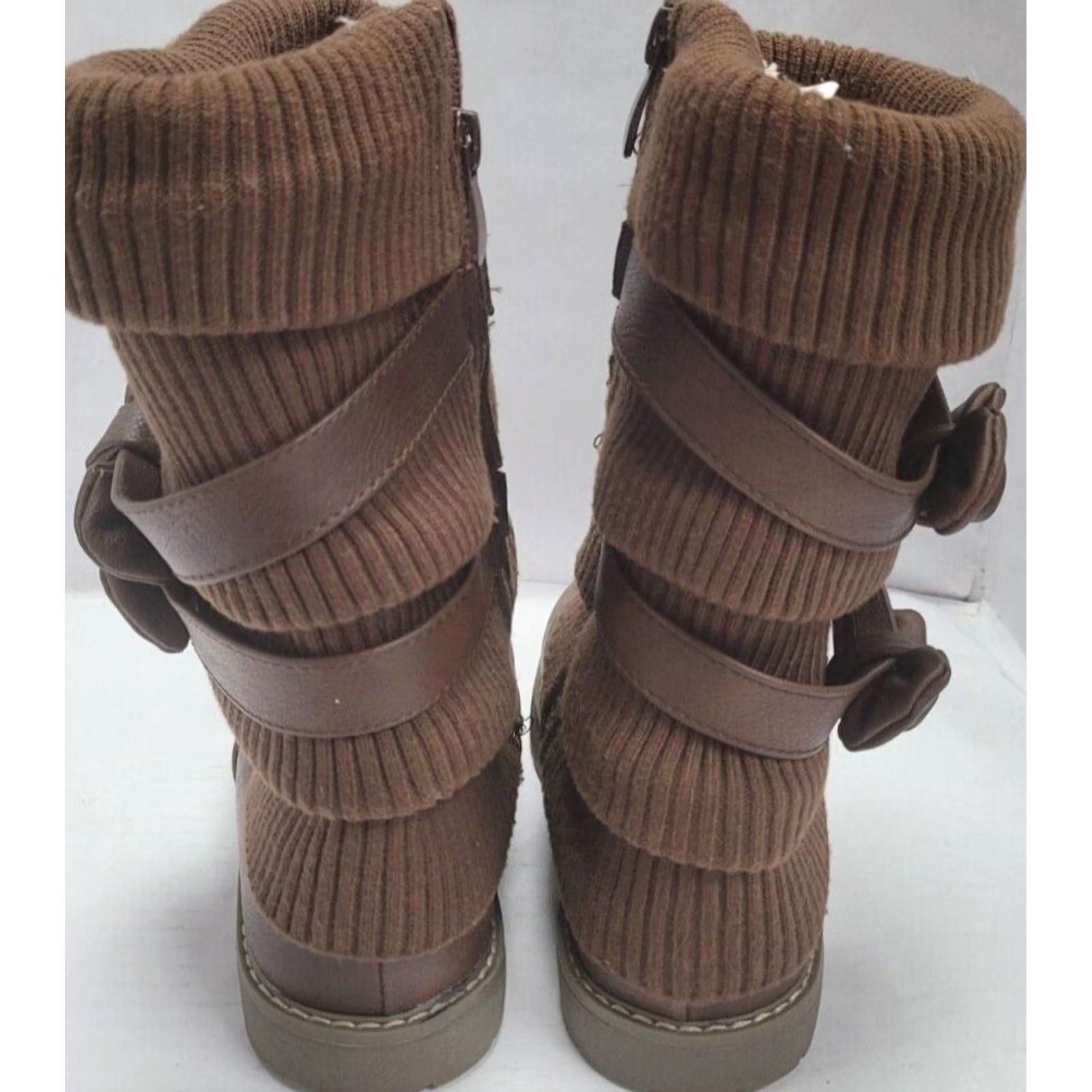 Vintage Dream Pairs Women's 4 Brown Slouch Boots Faux Fur Lined Side Zipper Buckles Size US 4 / IT 34 - 4 Thumbnail