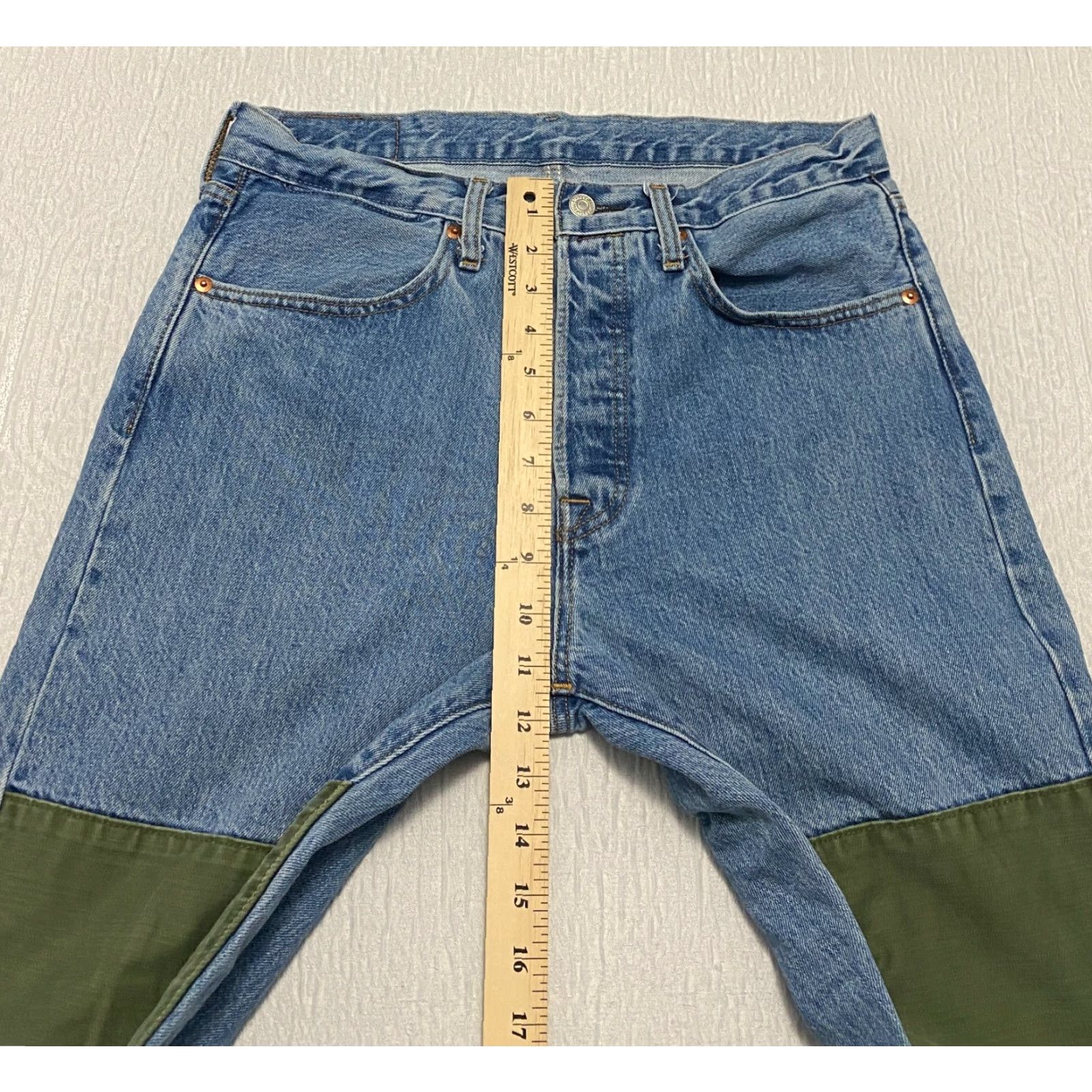 Levi's Levi's Jeans Drop Crop Patch Tapered Jeans Men's 31 Blue/Green Button Fly Size US 31 - 5 Thumbnail