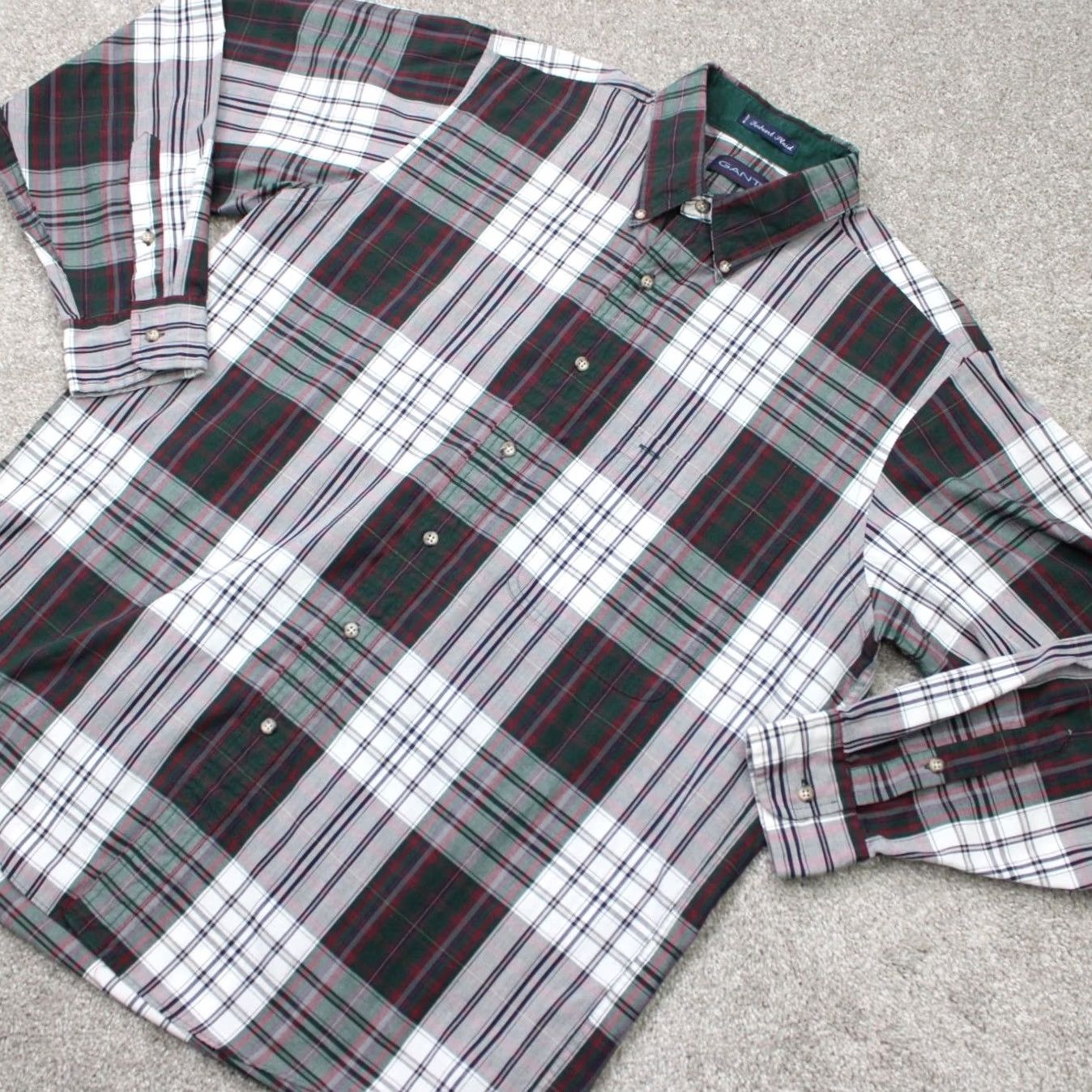 Gant GANT Shirt Mens Large Red & Green Plaid Button-Up Long Sleeve Cotton/Poly Twill Size US L / EU 52-54 / 3 - 4 Thumbnail