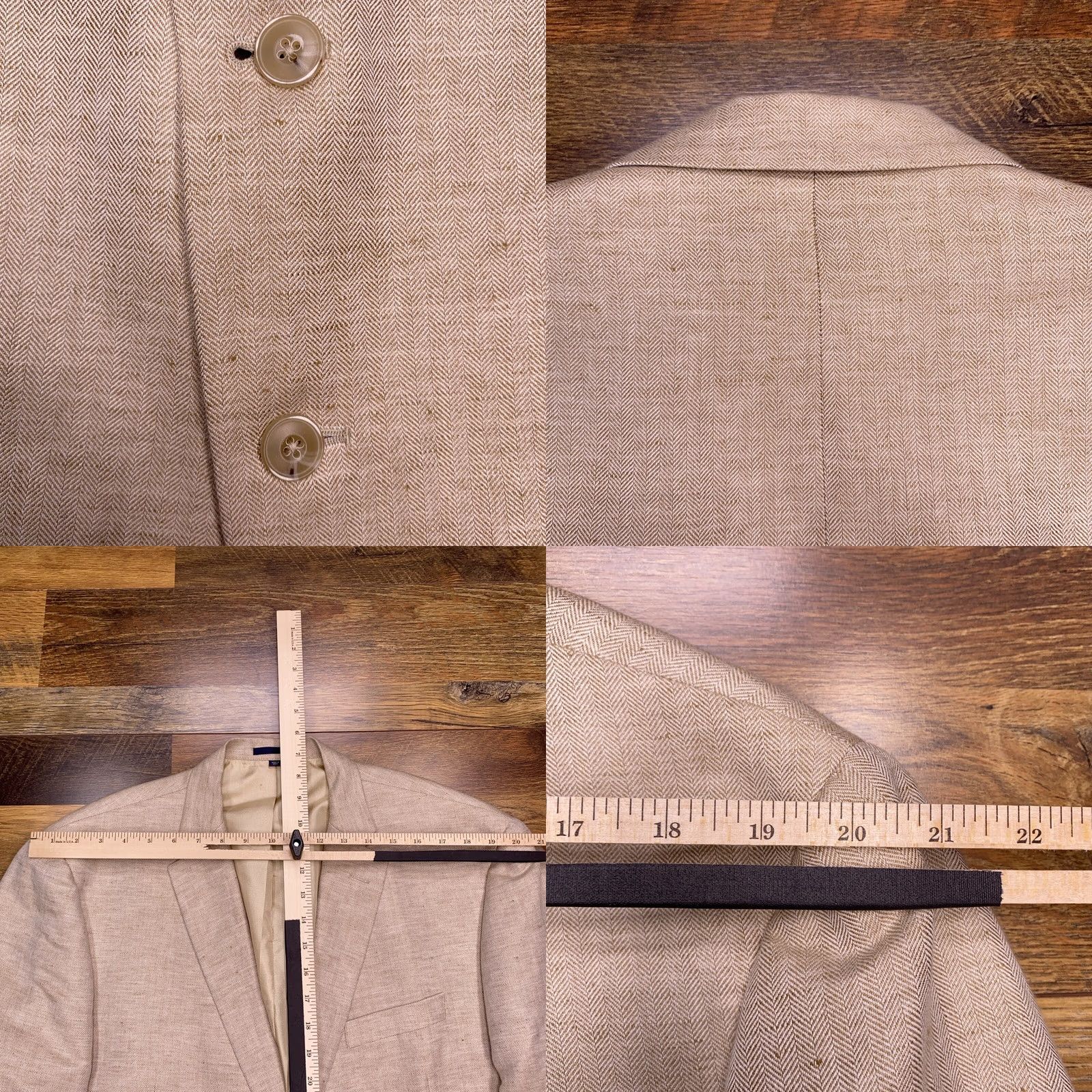 Jos. A. Bank Jos. A. Bank Sport Coat Mens 46 Long Tan Herringbone Linen Blend Slim Single-Breasted 2-Button Notch Lapel Long Jacket Chest 48 Vintage: No Size US S / EU 44-46 / 1 - 8 Thumbnail