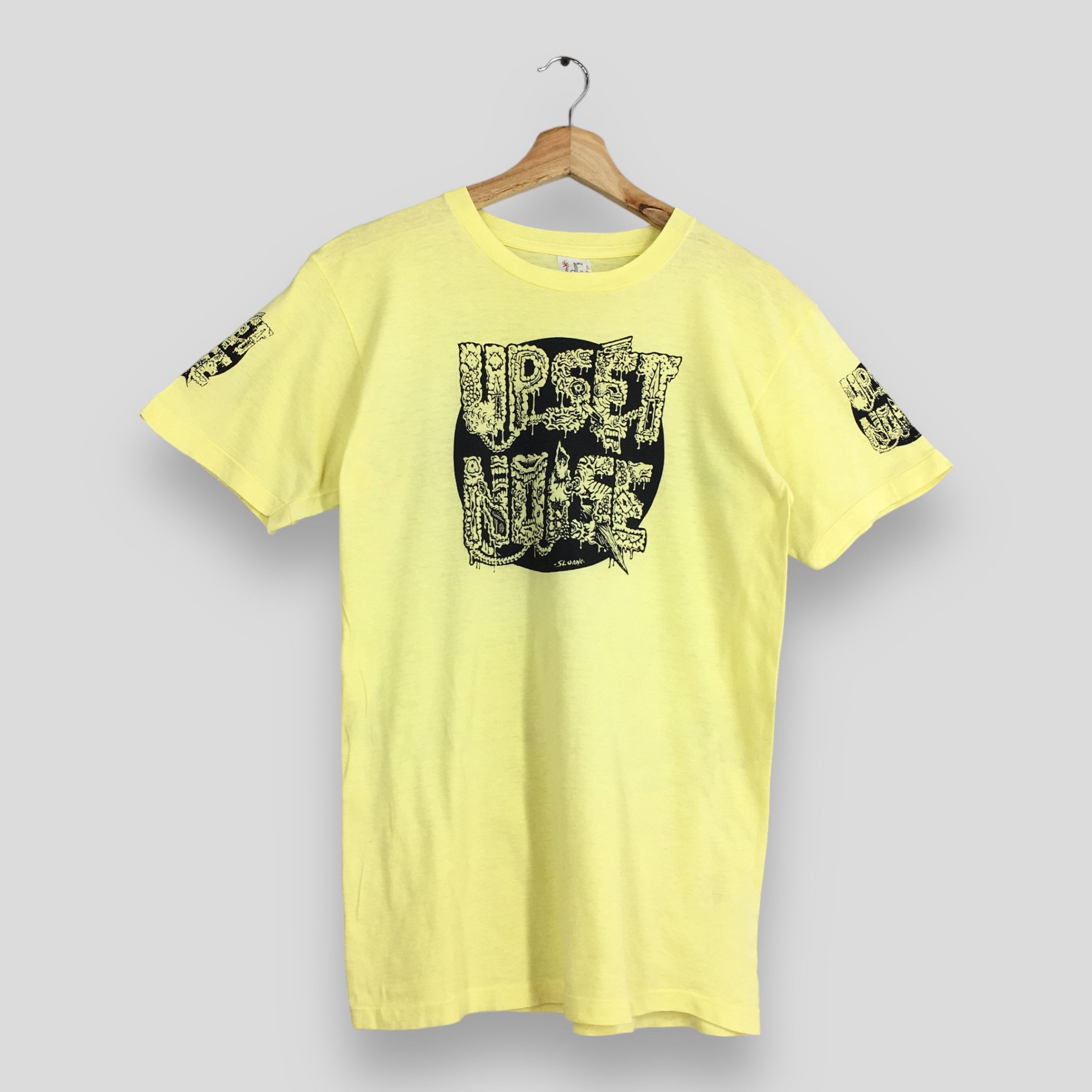 image of Band Tees x Rock T Shirt Vintage 80's Upset Noise Tour Rock Hageland Record T Shirt S in Yellow (Si