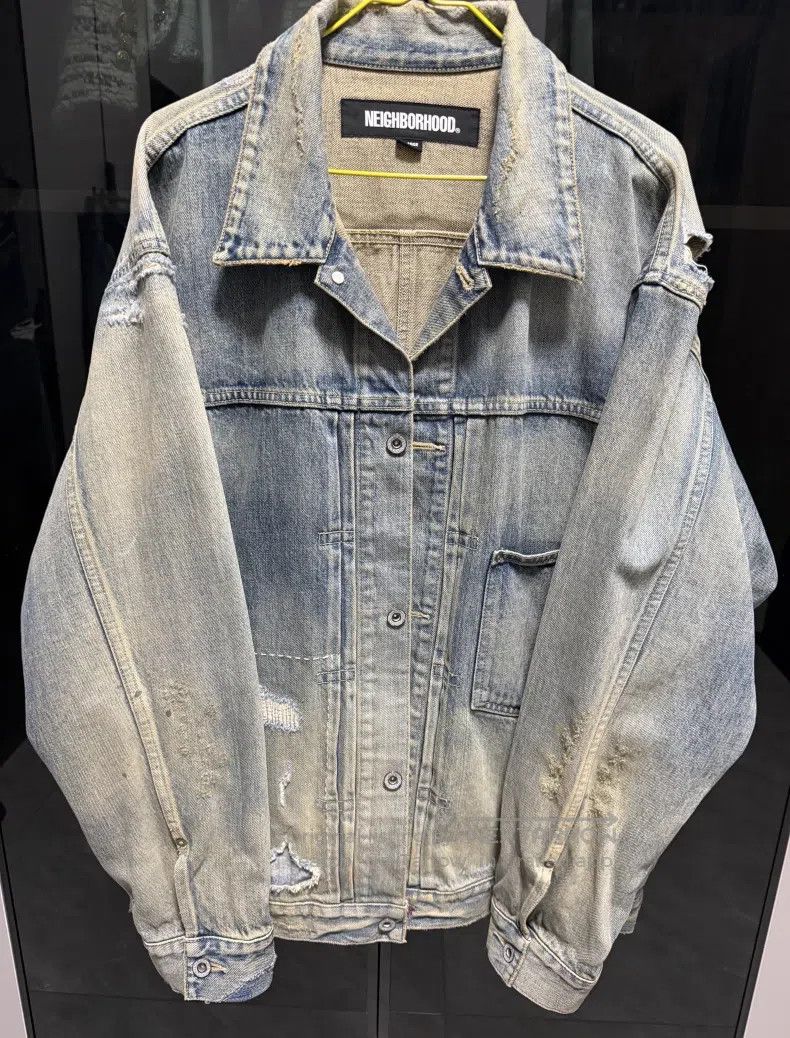 Neighborhood Neighborhood Collar Button Distressed Long Sleeve Denim Ja Size US XL / EU 56 / 4 - 1 Thumbnail