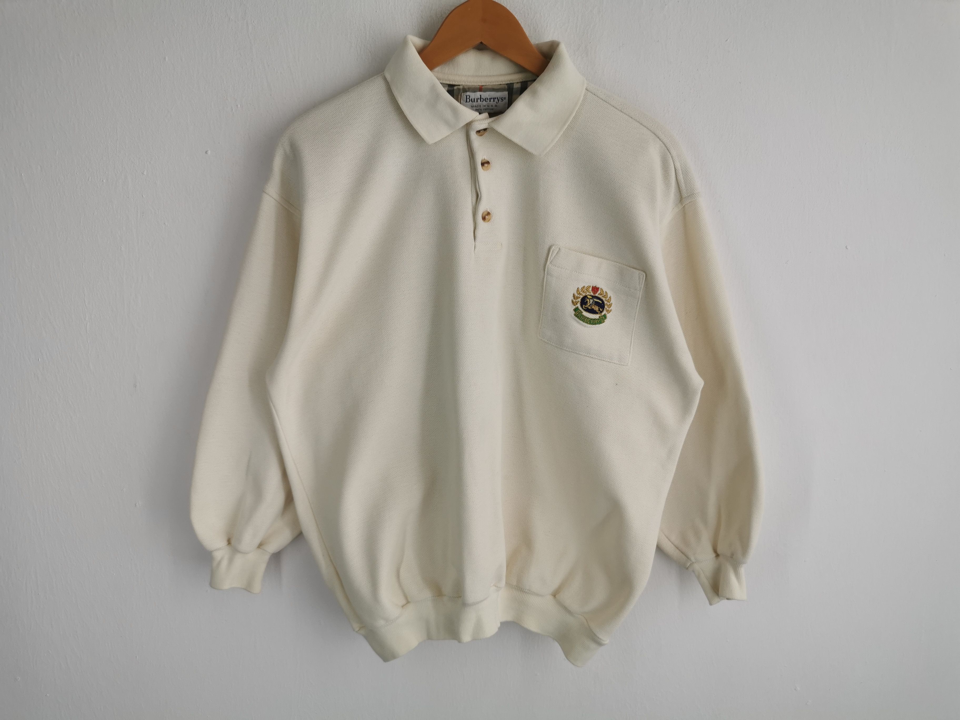 Burberry Vintage 90's Burberry Logo Pullover Sweatshirt Made In USA Size US L / EU 52-54 / 3 - 1 Thumbnail
