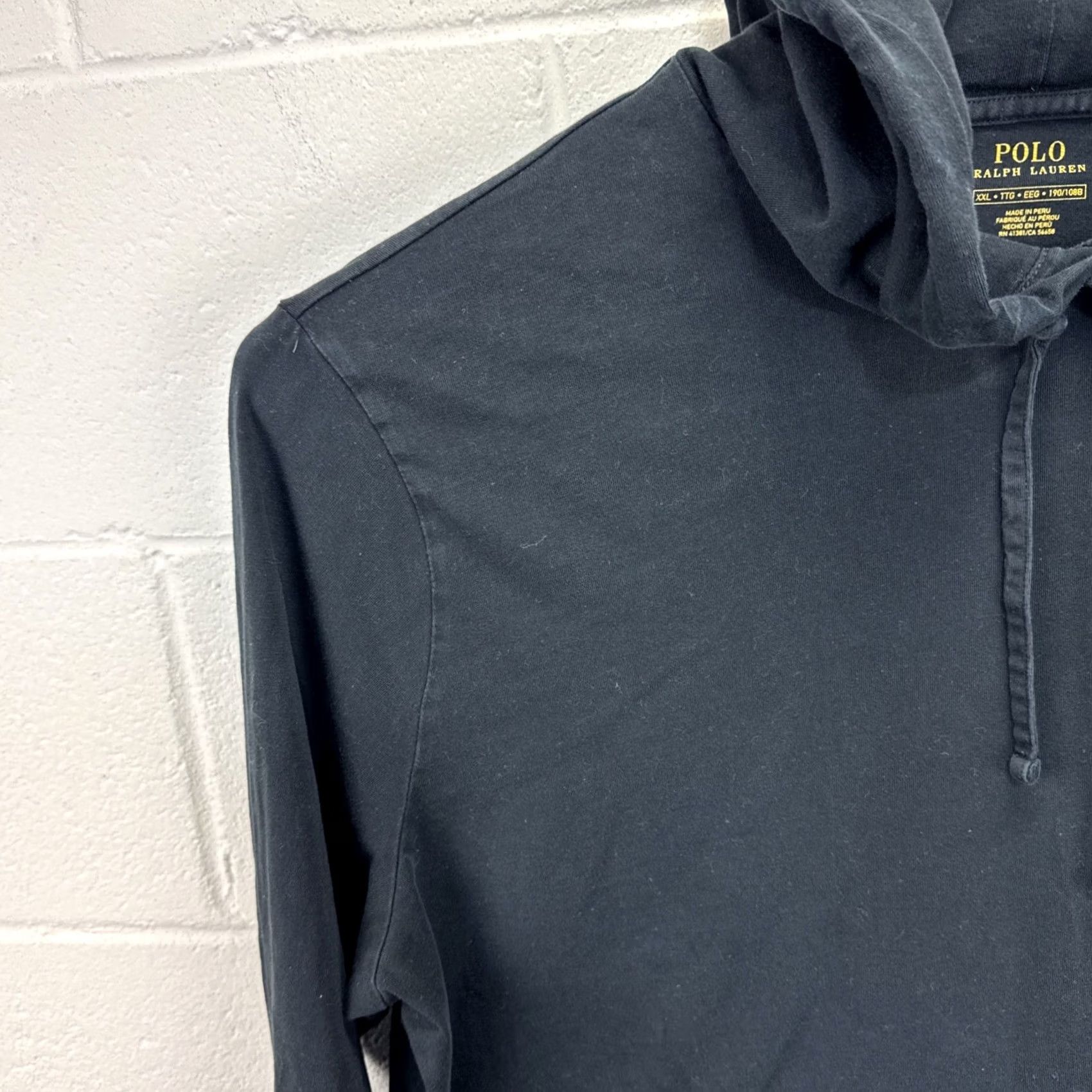 Polo Ralph Lauren Polo Ralph Lauren Mens Black Long Sleeve Hooded T-Shirt Cotton Jersey Pony XXL Size US XXL / EU 58 / 5 - 4 Thumbnail