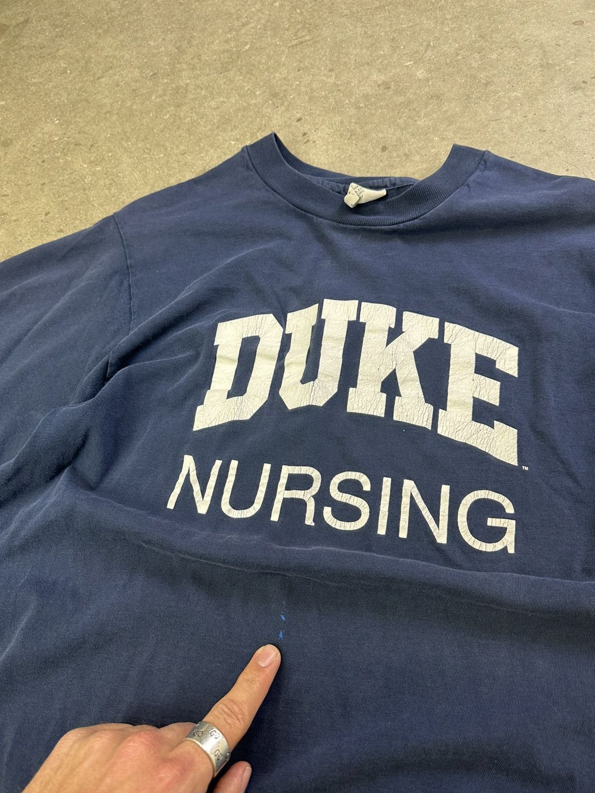 Vintage 90s Duke Nursing Collegiate Spellout Tee M/L Navy Size US M / EU 48-50 / 2 - 4 Thumbnail