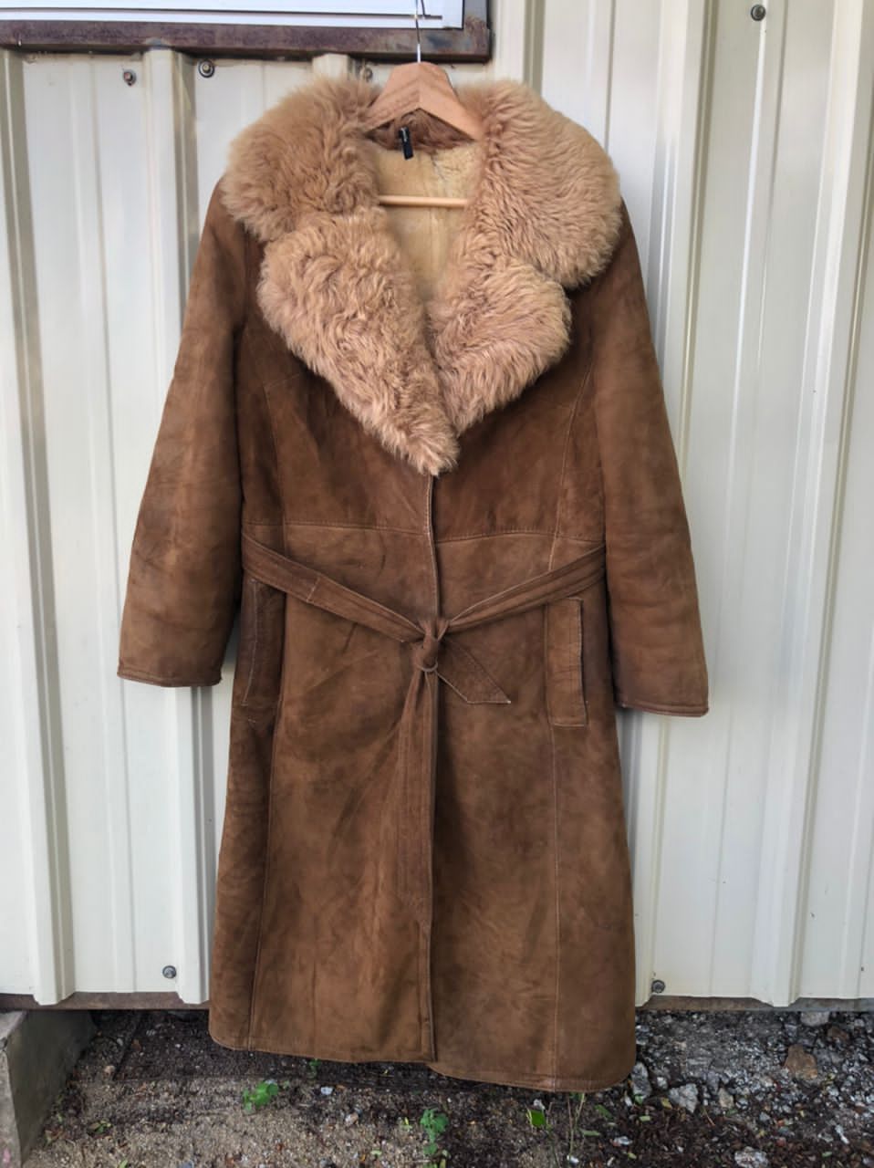 Vintage Rotiny Faux Suede Fur Coat Made In Spain